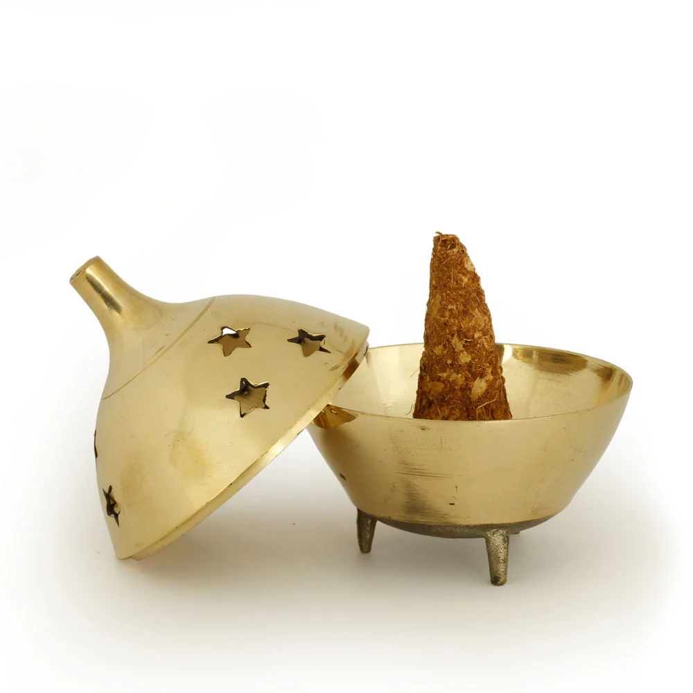 Burner - Brass Burner, 3 Legged Star Jali 3"Hx2.5"D - Image 4