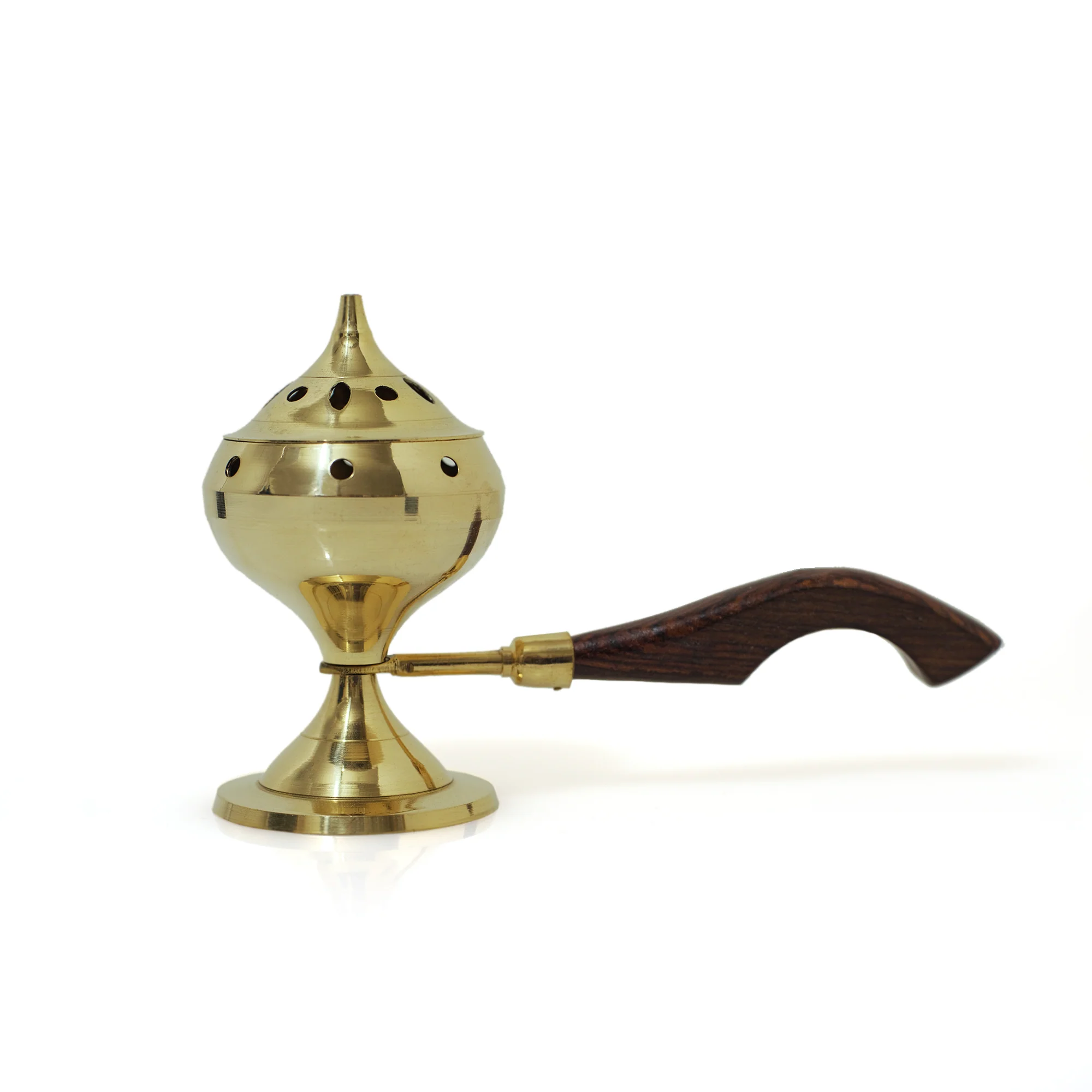 Burner - Brass Burner with Wood Handle 5.5"Hx3"Dx8.5"L - Image 2