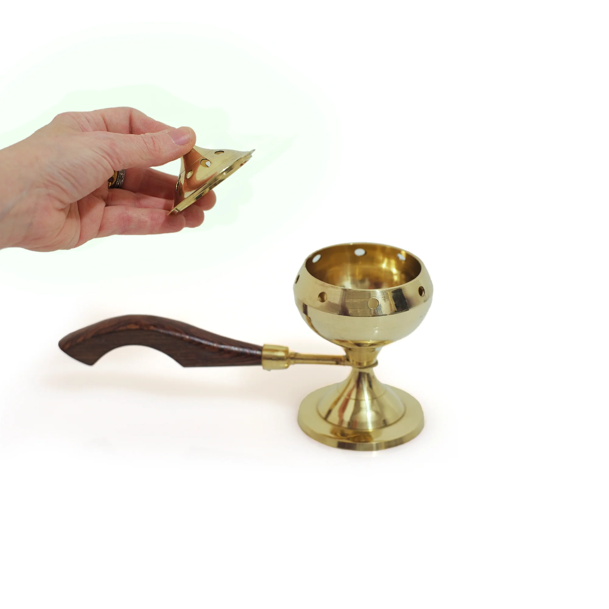 Burner - Brass Burner with Wood Handle 5.5"Hx3"Dx8.5"L - Image 3