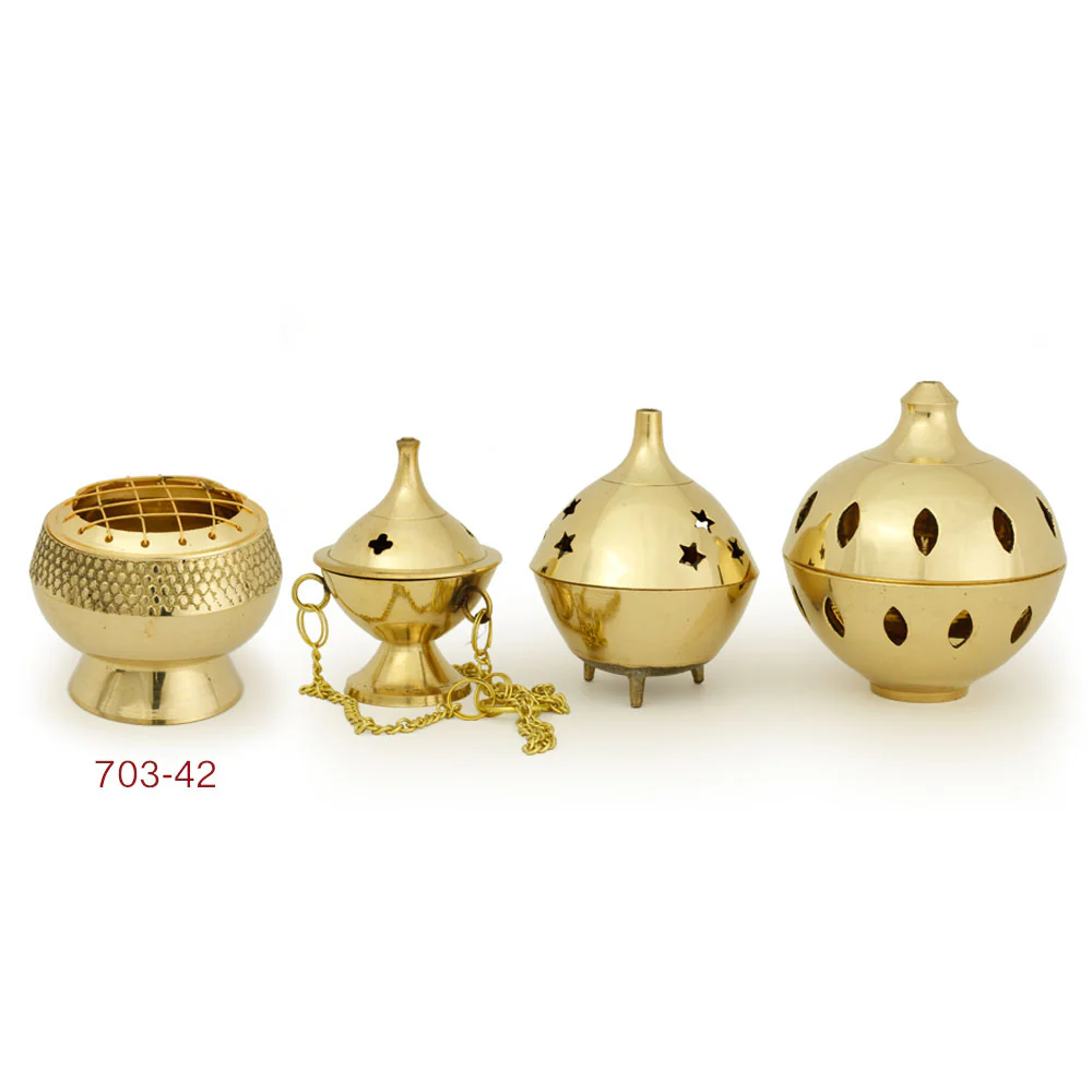 Burner - Embossed Brass Burner, Medium Base, Net Top 2.25"Hx2.5"D - Image 5