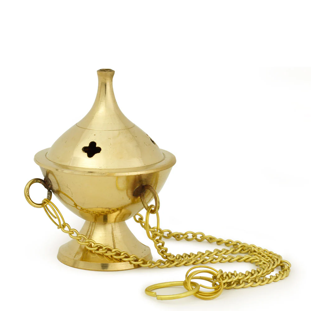 Burner - Hanging Brass Burner, Jali 2"Hx2"D - Image 2