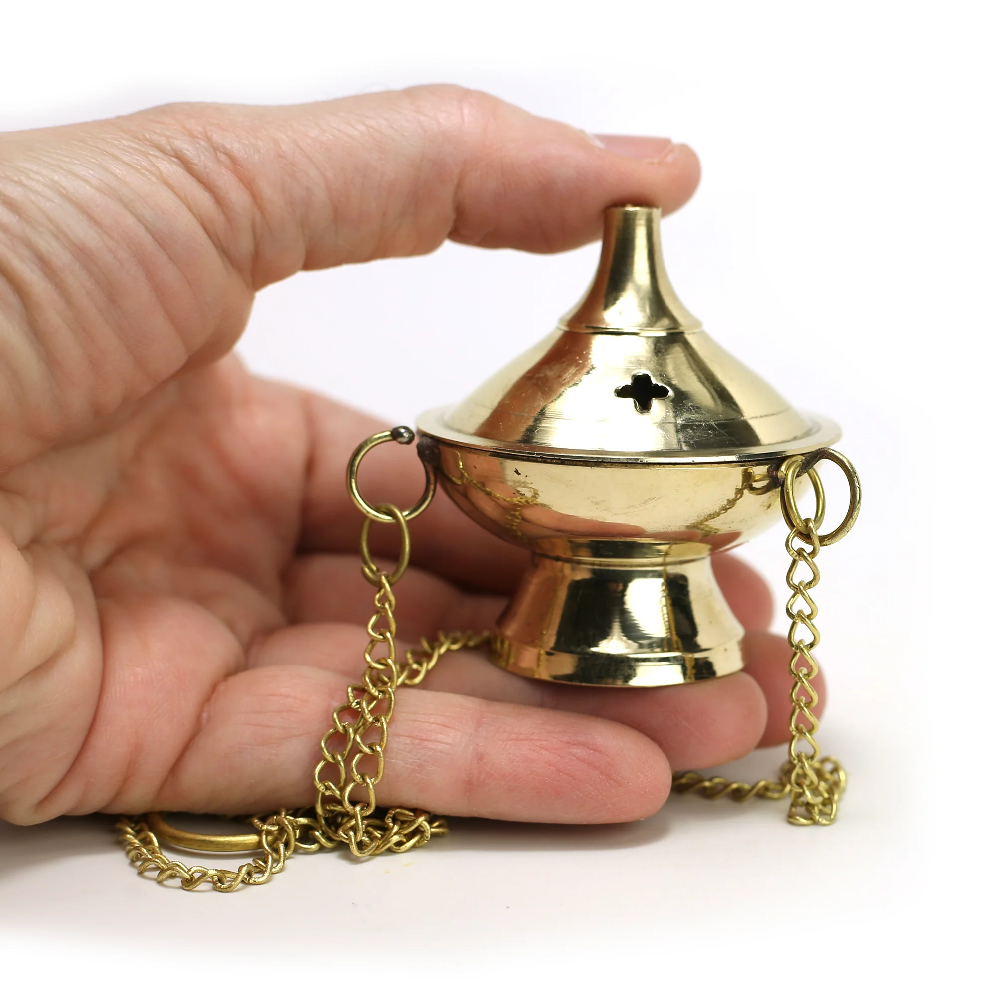 Burner - Hanging Brass Burner, Jali 2"Hx2"D - Image 3