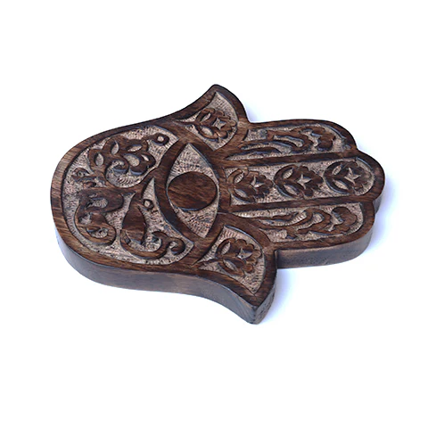 Decor - Wooden Hamsa - Cherry Blossom 7"x6" - Image 3