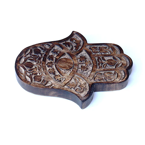 Decor - Wooden Hamsa - Pomegranate 7"x6" - Image 3
