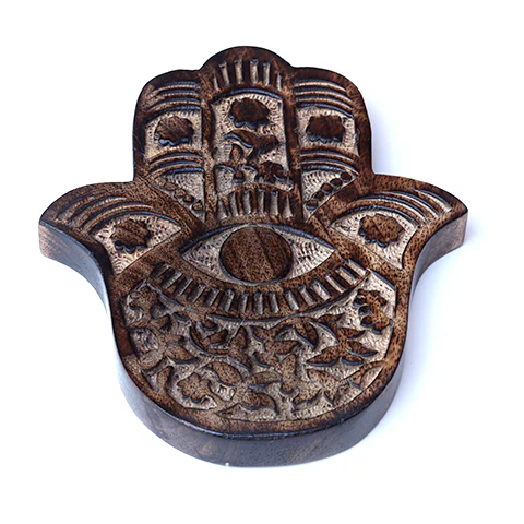 Decor - Wooden Hamsa - Vines and Flowers 7"x6" - Image 3