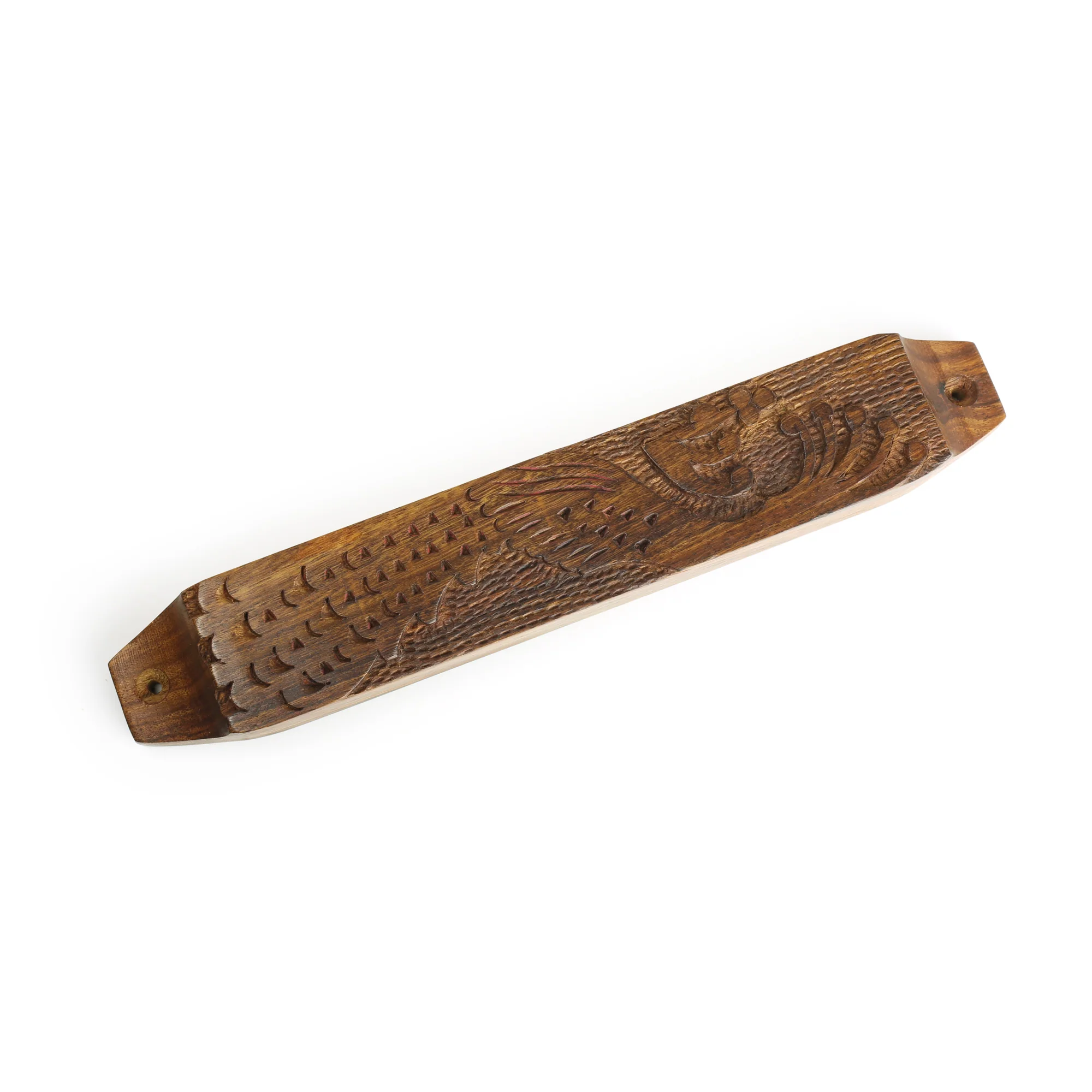 Decor - Wooden Mezuzah Case 9"x1.5" Peacock - Image 3