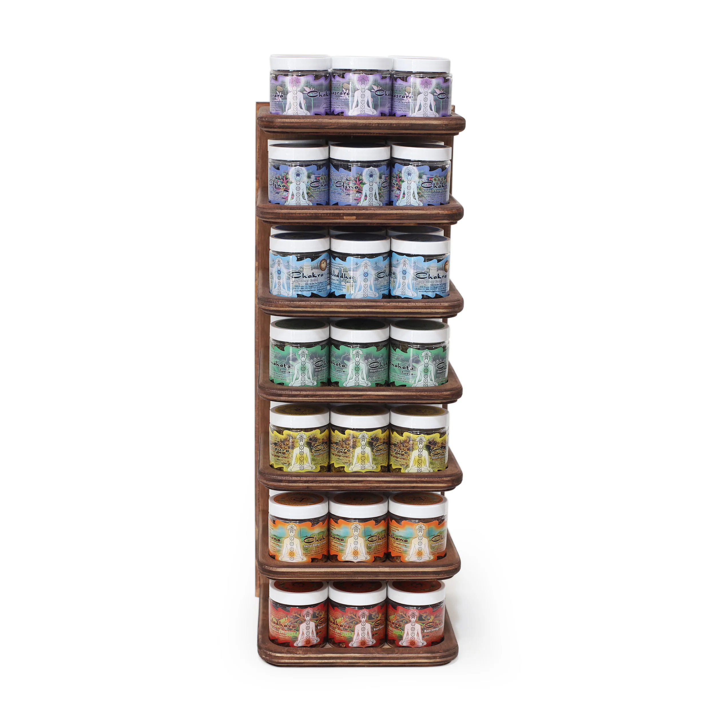 Wholesale Opening Bundle - Herbal Resin Incense - Display Rack with 7-Chakra Line 2.4 oz (68g) Jars - 42 Packs - Image 3