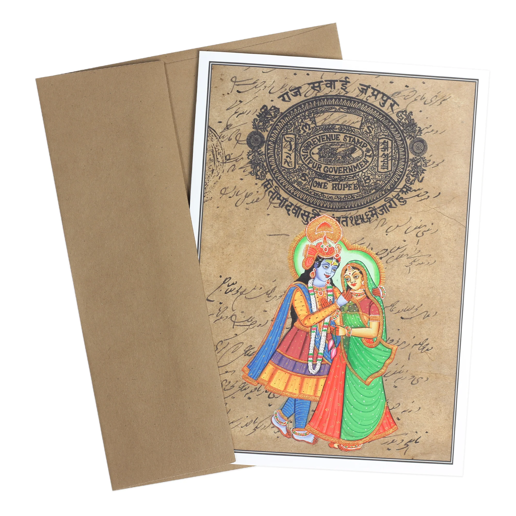 Greeting Card - Rajasthani Miniature Painting - Radha Govinda Standing - 5"x7" - Image 5
