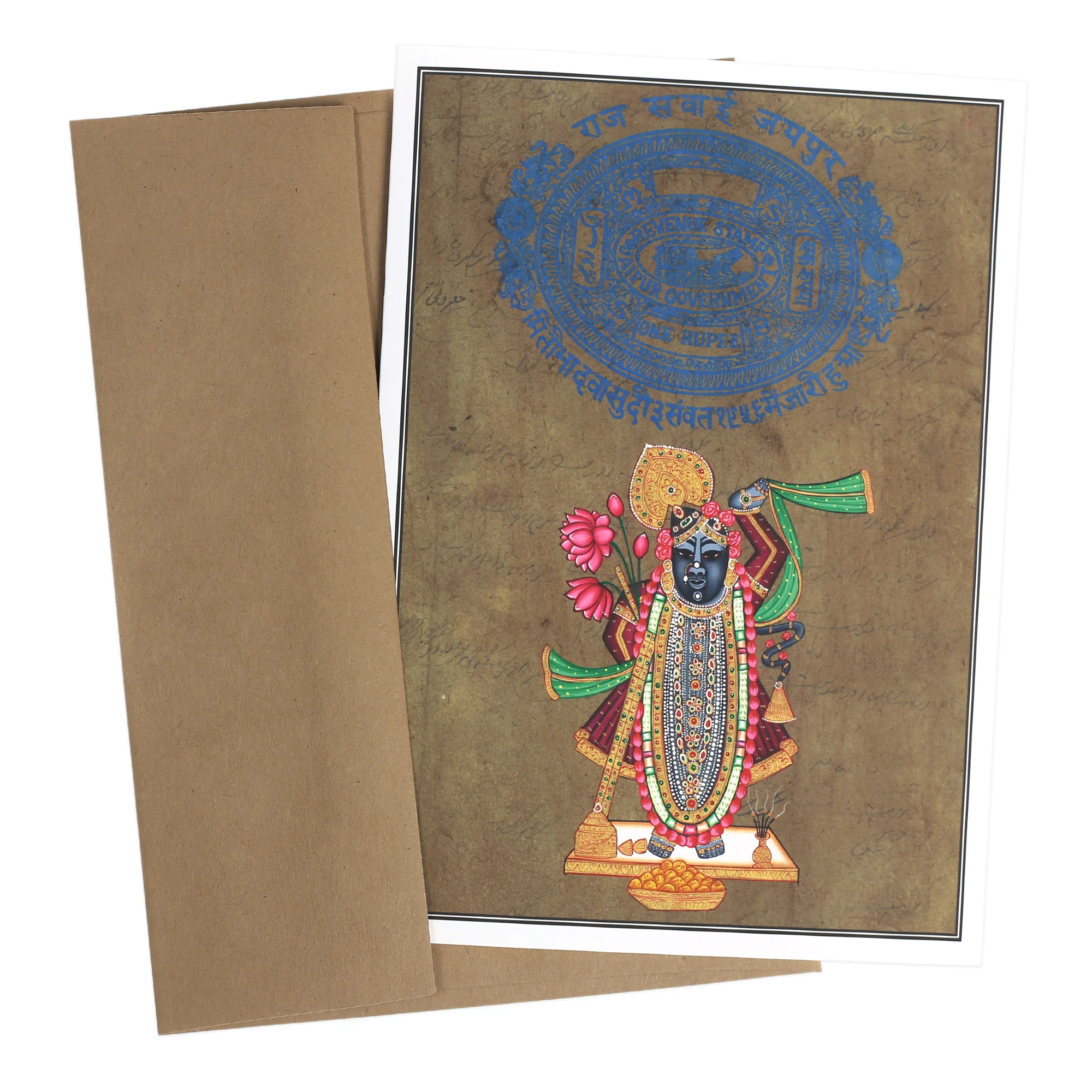 Greeting Card - Rajasthani Miniature Painting - Shrinathji - 5"x7" - Image 4