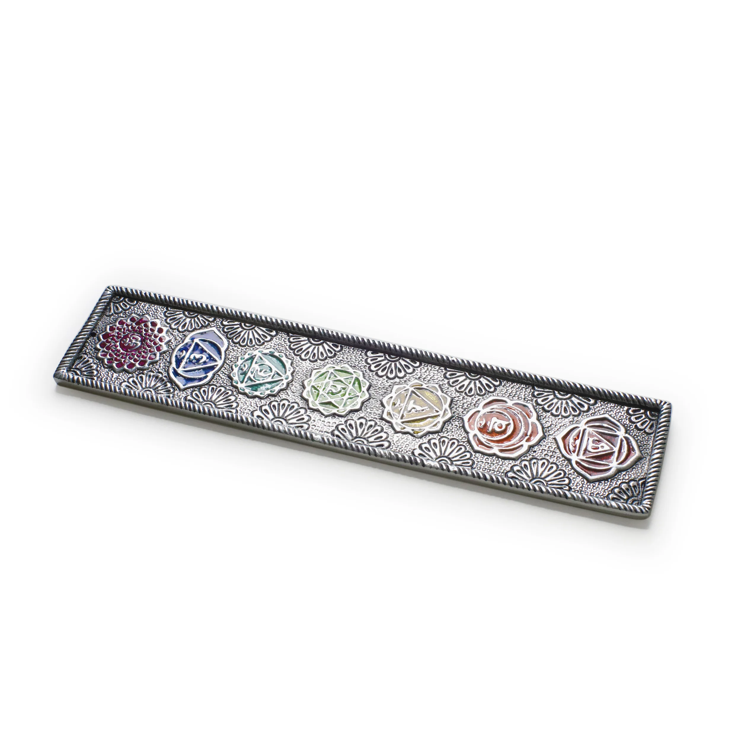 Incense Burner - Ornate Metal Seven Chakras - 10.75" - Image 3