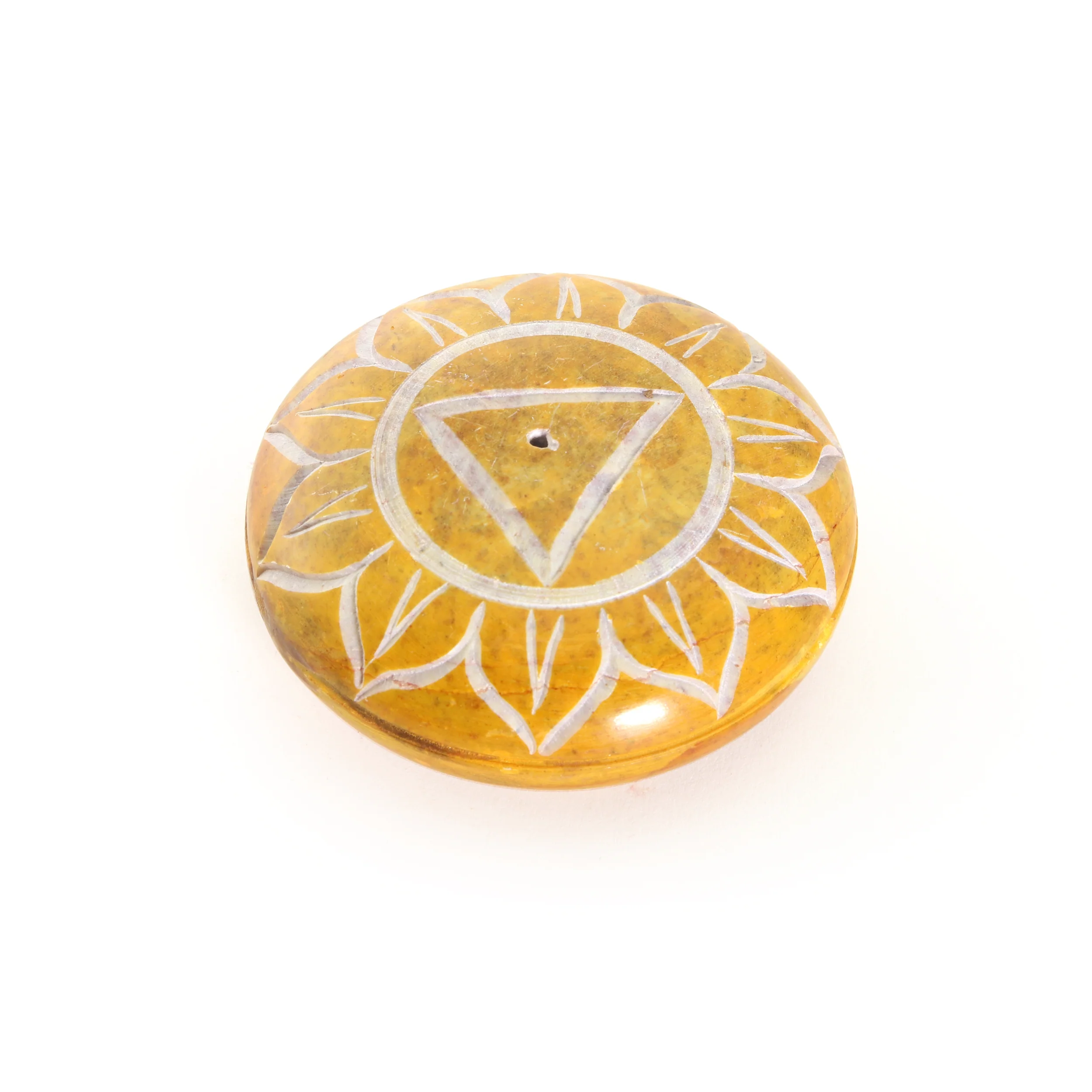 Incense Burner - Soapstone Pebble Solar Plexus Chakra Manipura 2.5" - Image 3