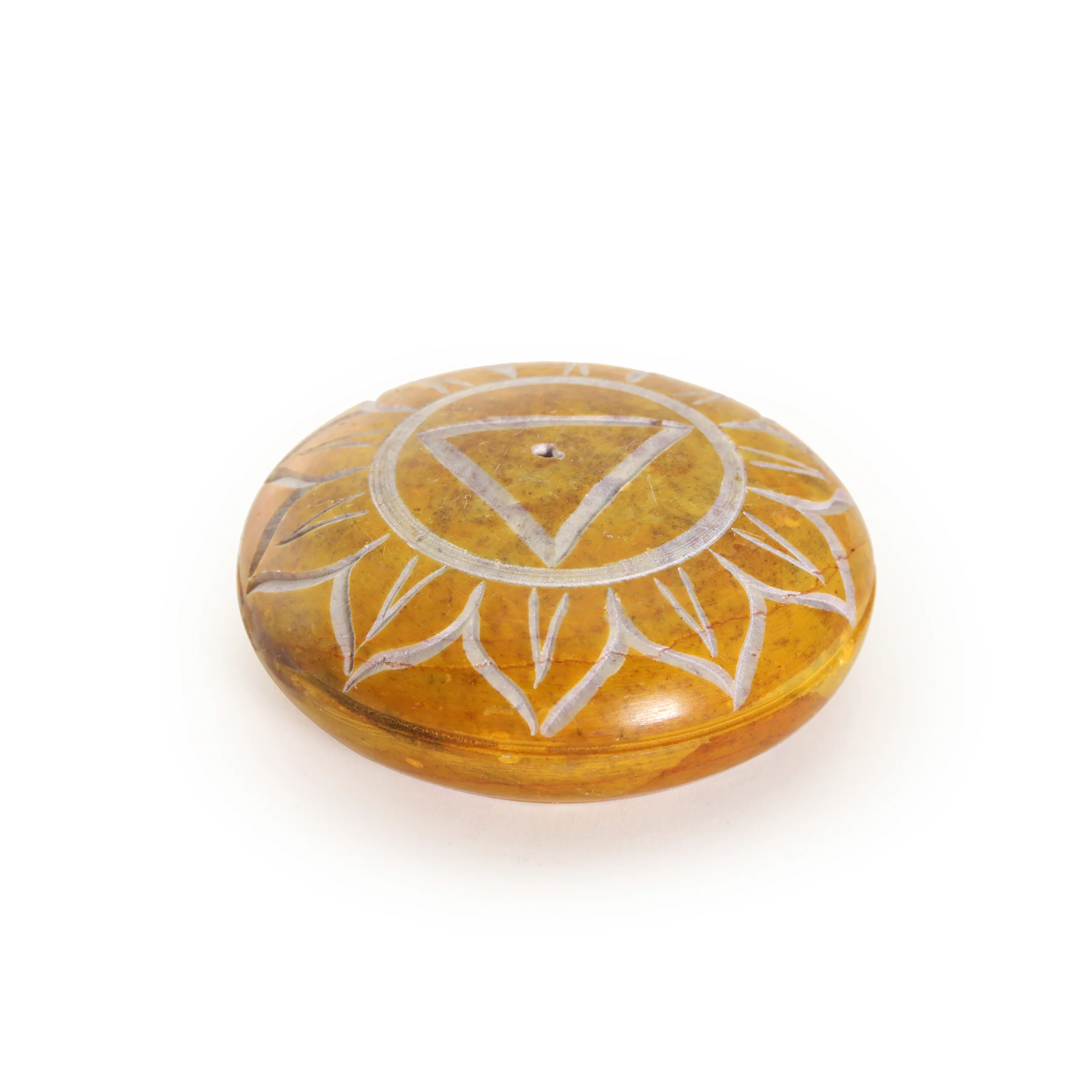 Incense Burner - Soapstone Pebble Solar Plexus Chakra Manipura 2.5" - Image 4