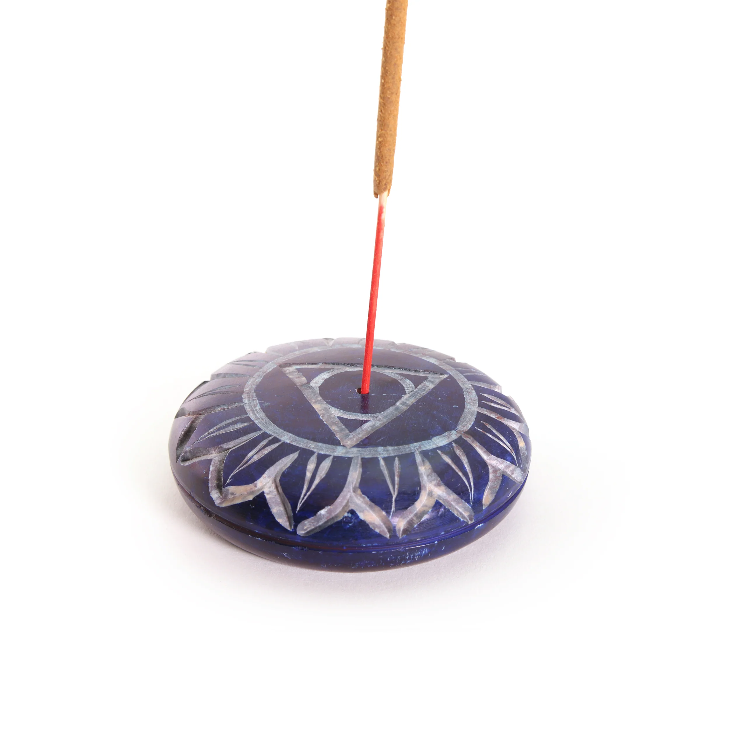 Incense Burner - Soapstone Pebble Throat Chakra Vishudha 2.5" - Image 2