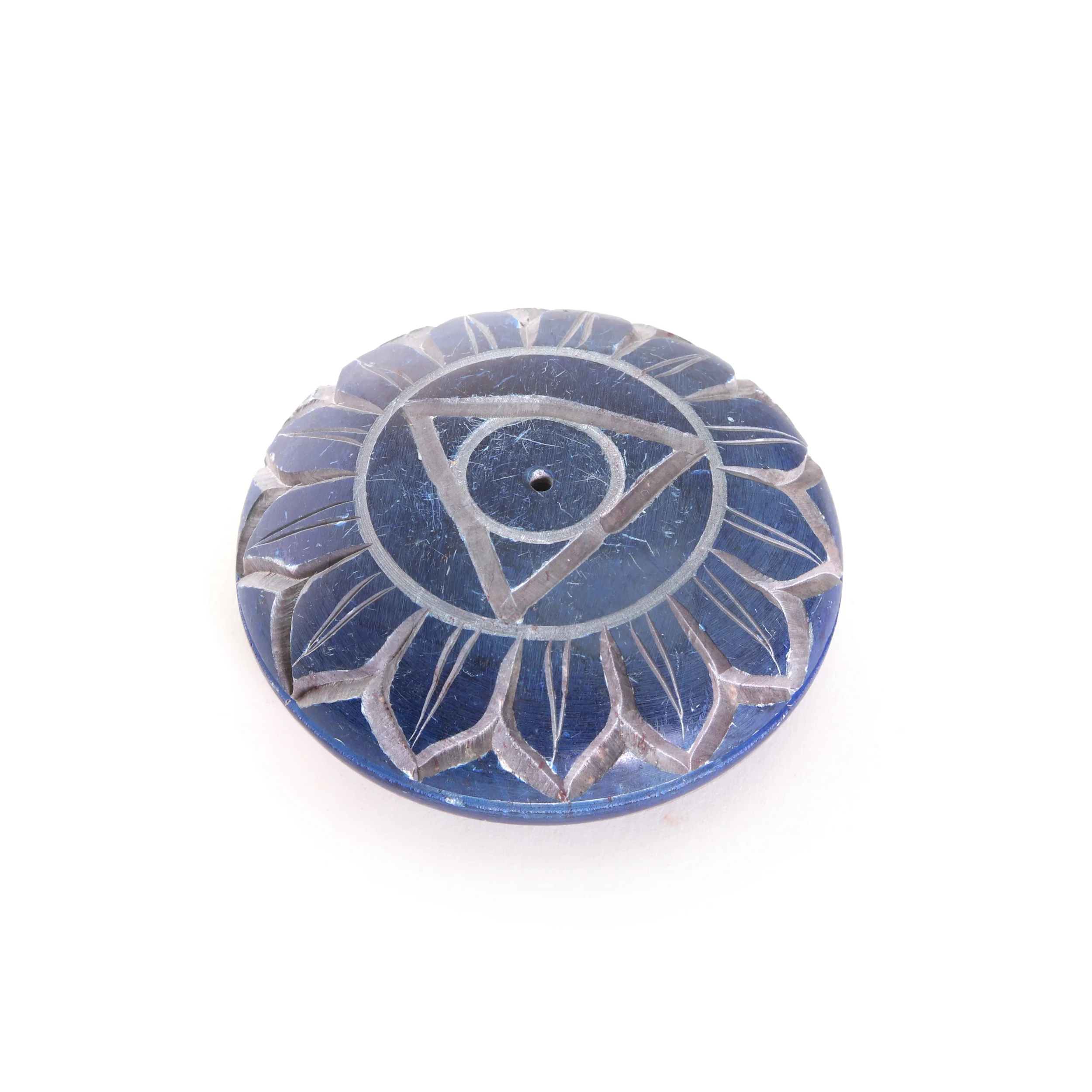 Incense Burner - Soapstone Pebble Throat Chakra Vishudha 2.5" - Image 4