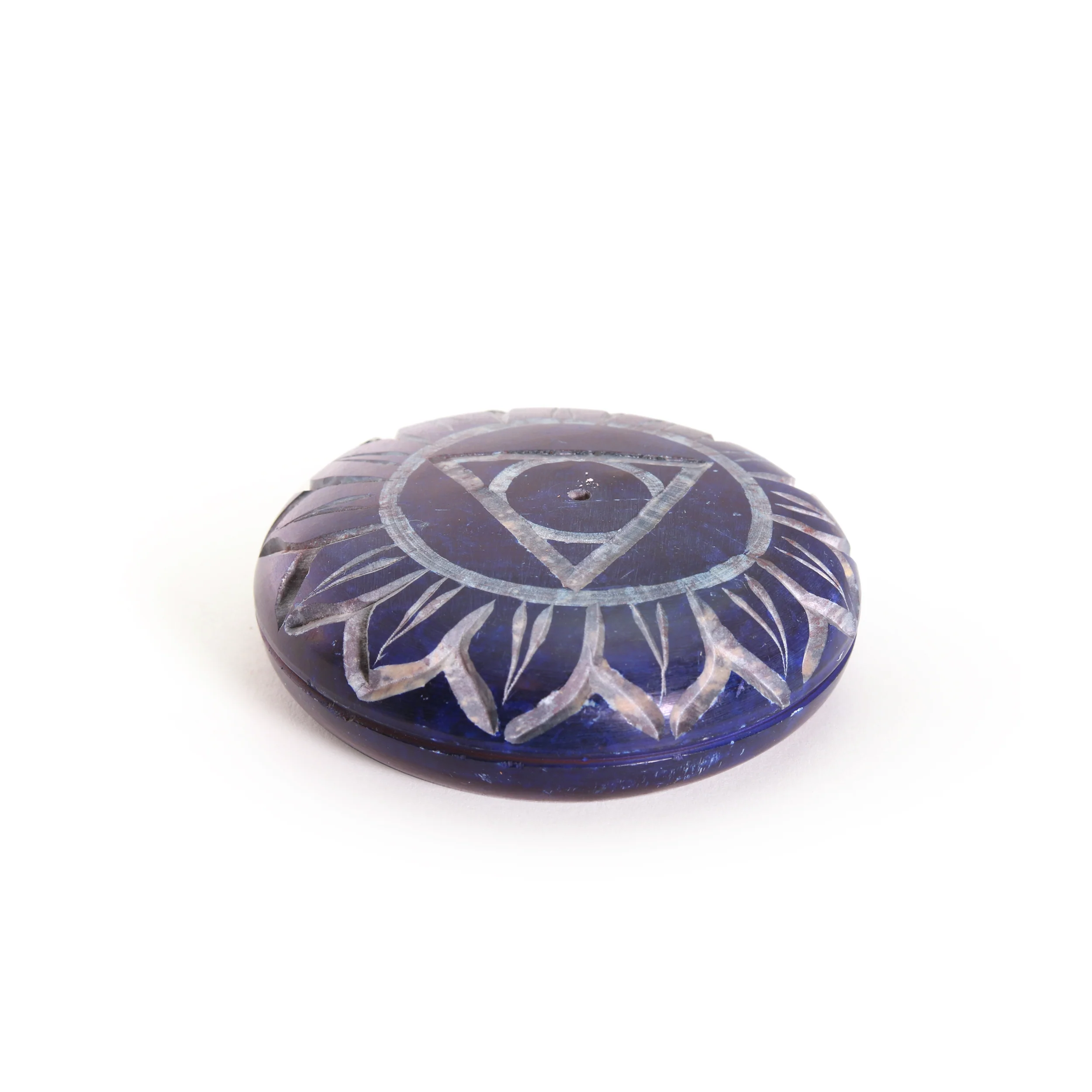 Incense Burner - Soapstone Pebble Throat Chakra Vishudha 2.5" - Image 5