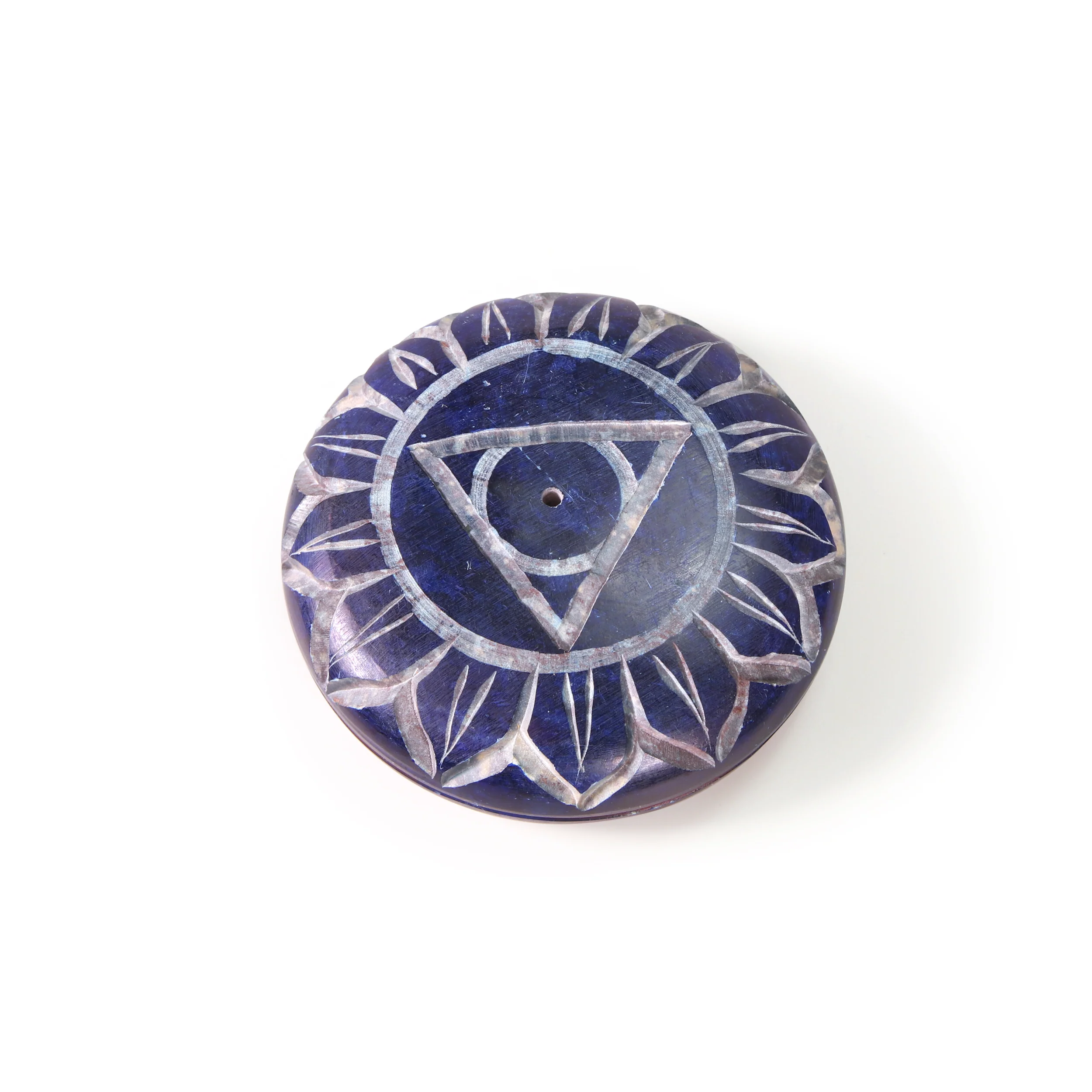 Incense Burner - Soapstone Pebble Throat Chakra Vishudha 2.5" - Image 6