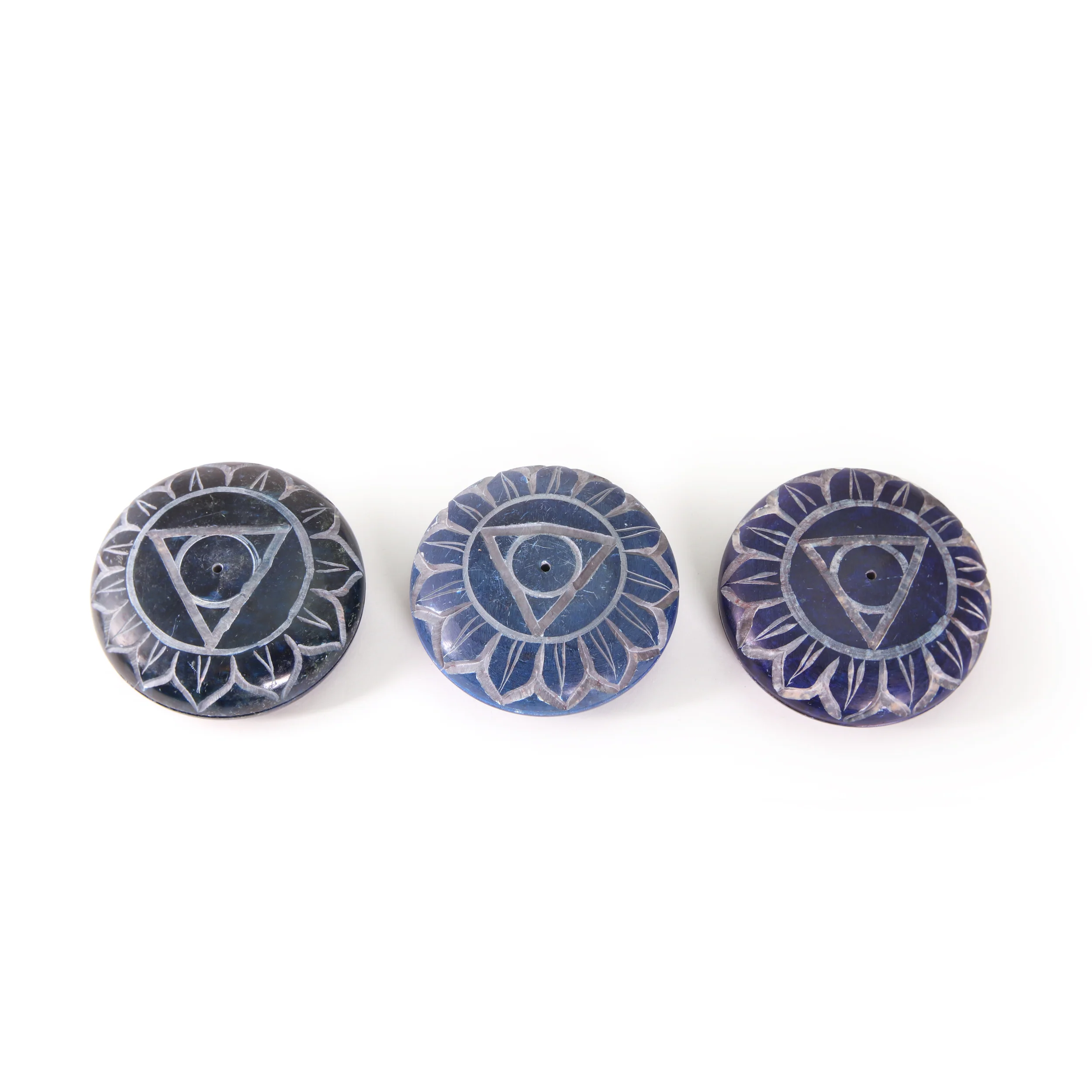Incense Burner - Soapstone Pebble Throat Chakra Vishudha 2.5" - Image 7