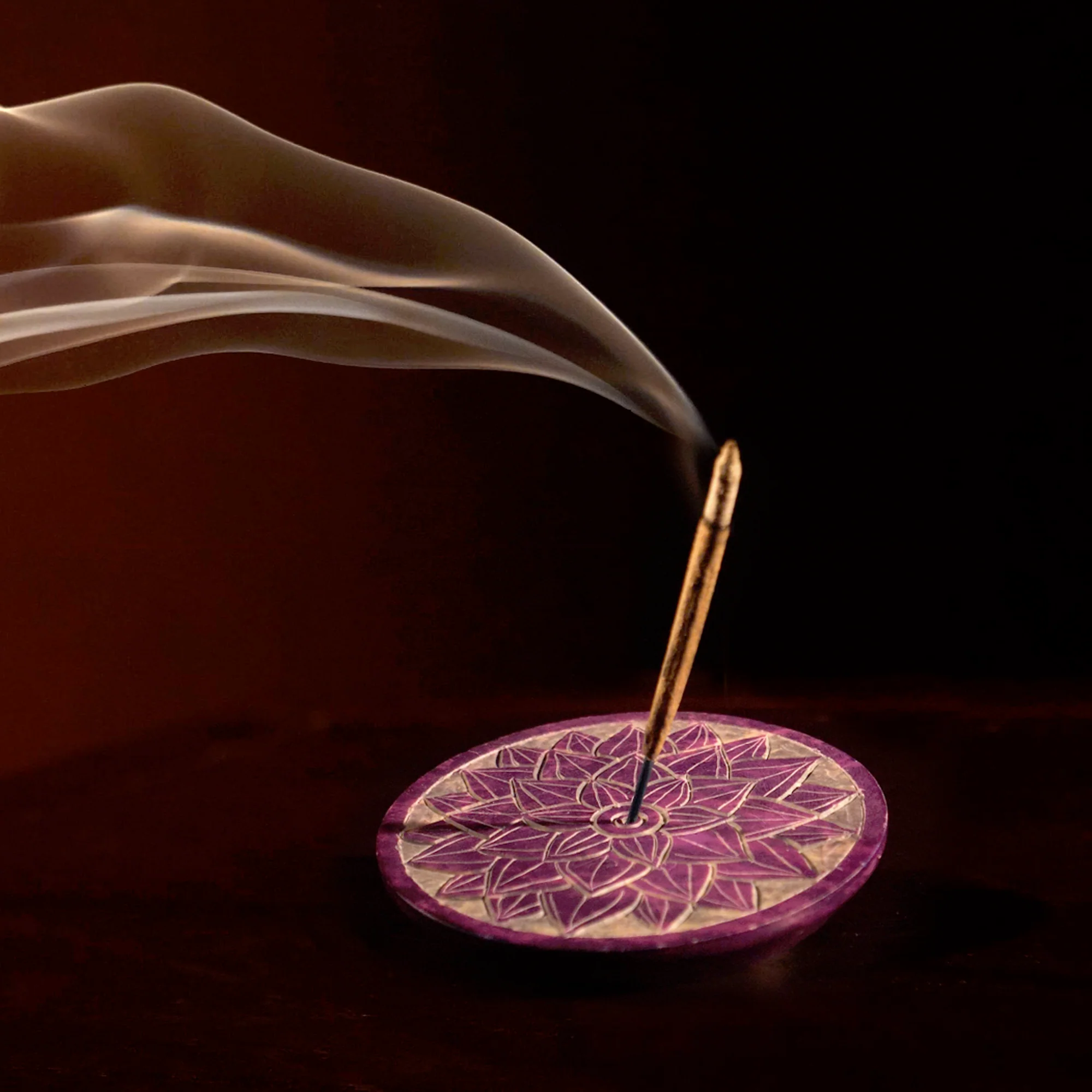 Incense Burner - Soapstone Plate Crown Chakra Sahasrara 3" - Image 5