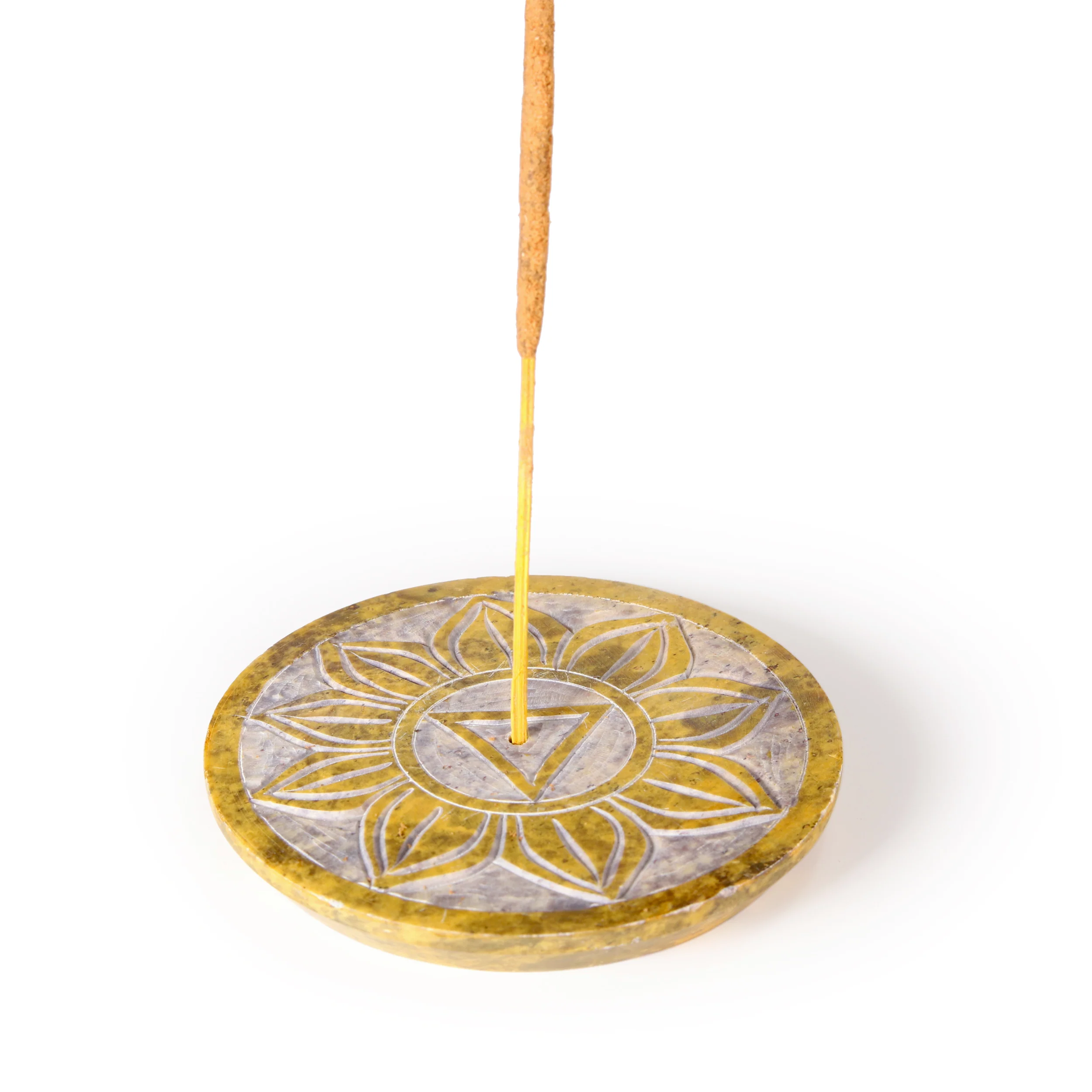 Incense Burner - Soapstone Plate Solar Plexus Chakra Manipura 3" - Image 2