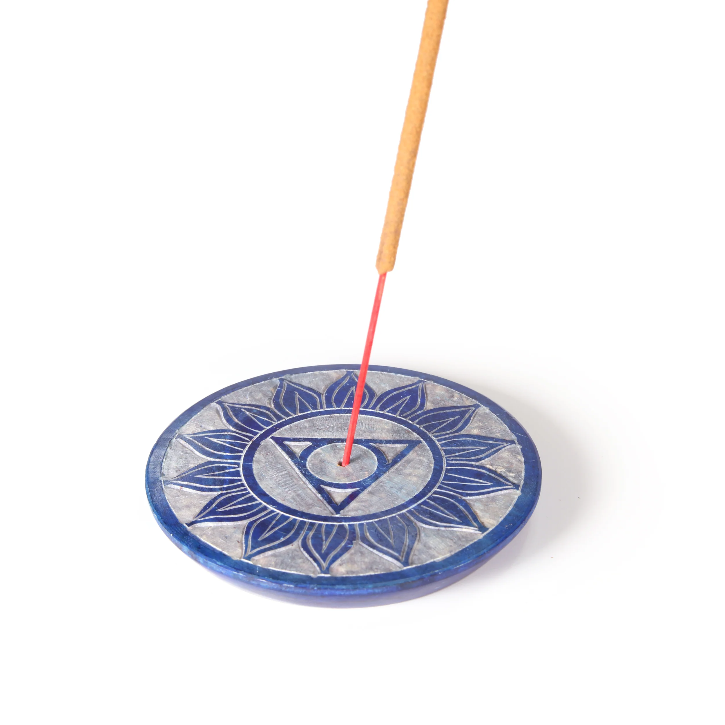 Incense Burner - Soapstone Plate Throat Chakra Vishudha 3" - Image 2