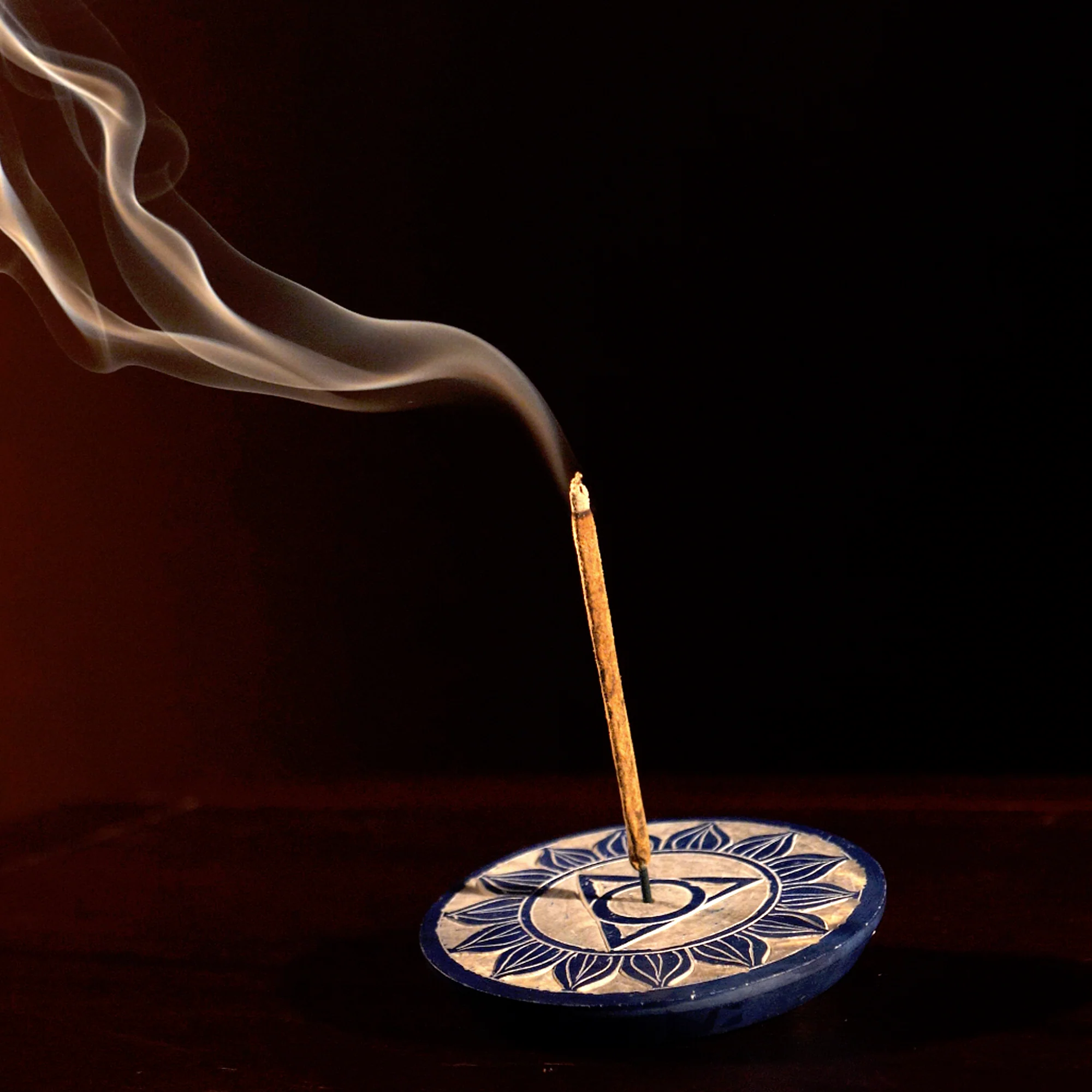 Incense Burner - Soapstone Plate Throat Chakra Vishudha 3" - Image 5