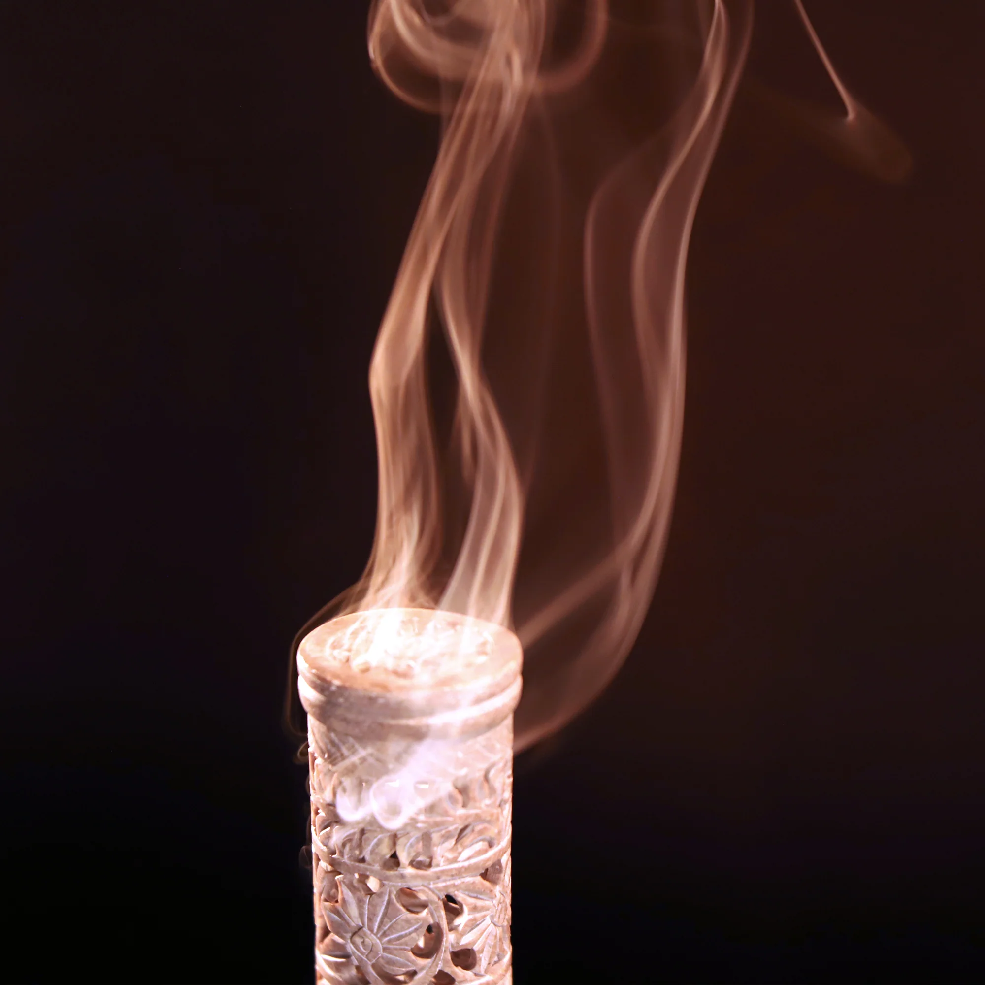 Incense Burner - Soapstone Tower Flowers Jali - Image 2