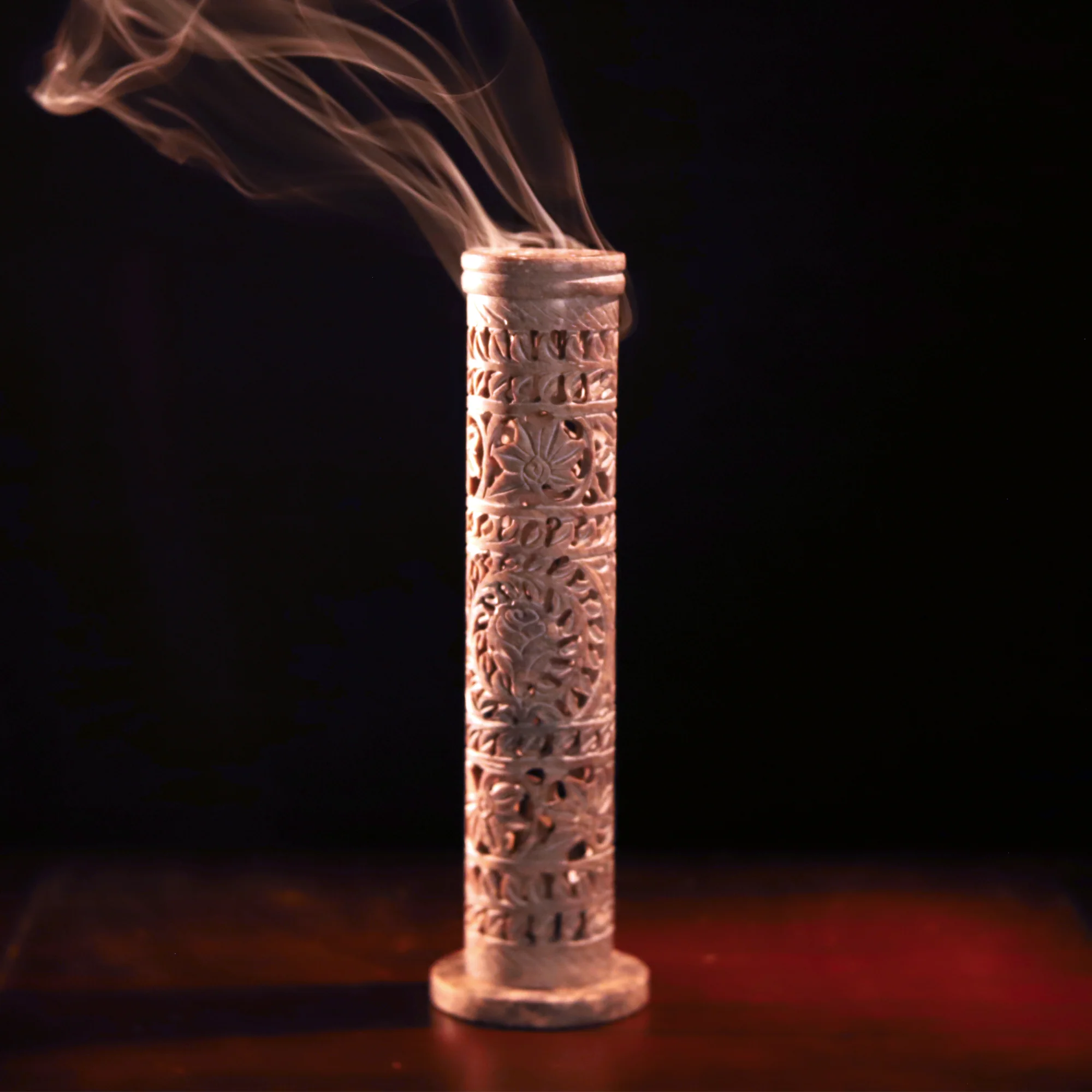 Incense Burner - Soapstone Tower Flowers Jali - Image 8