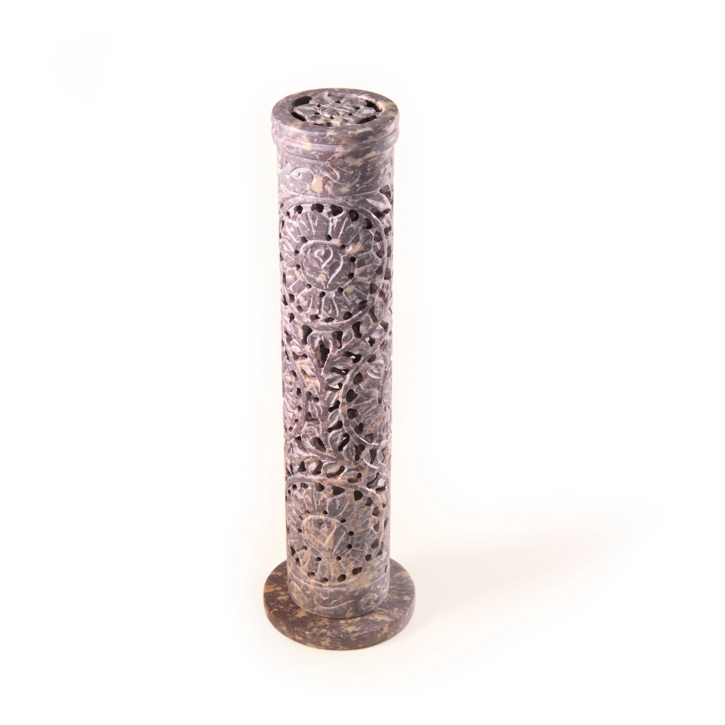 Incense Burner - Soapstone Tower Rose Vine Jali - Image 4