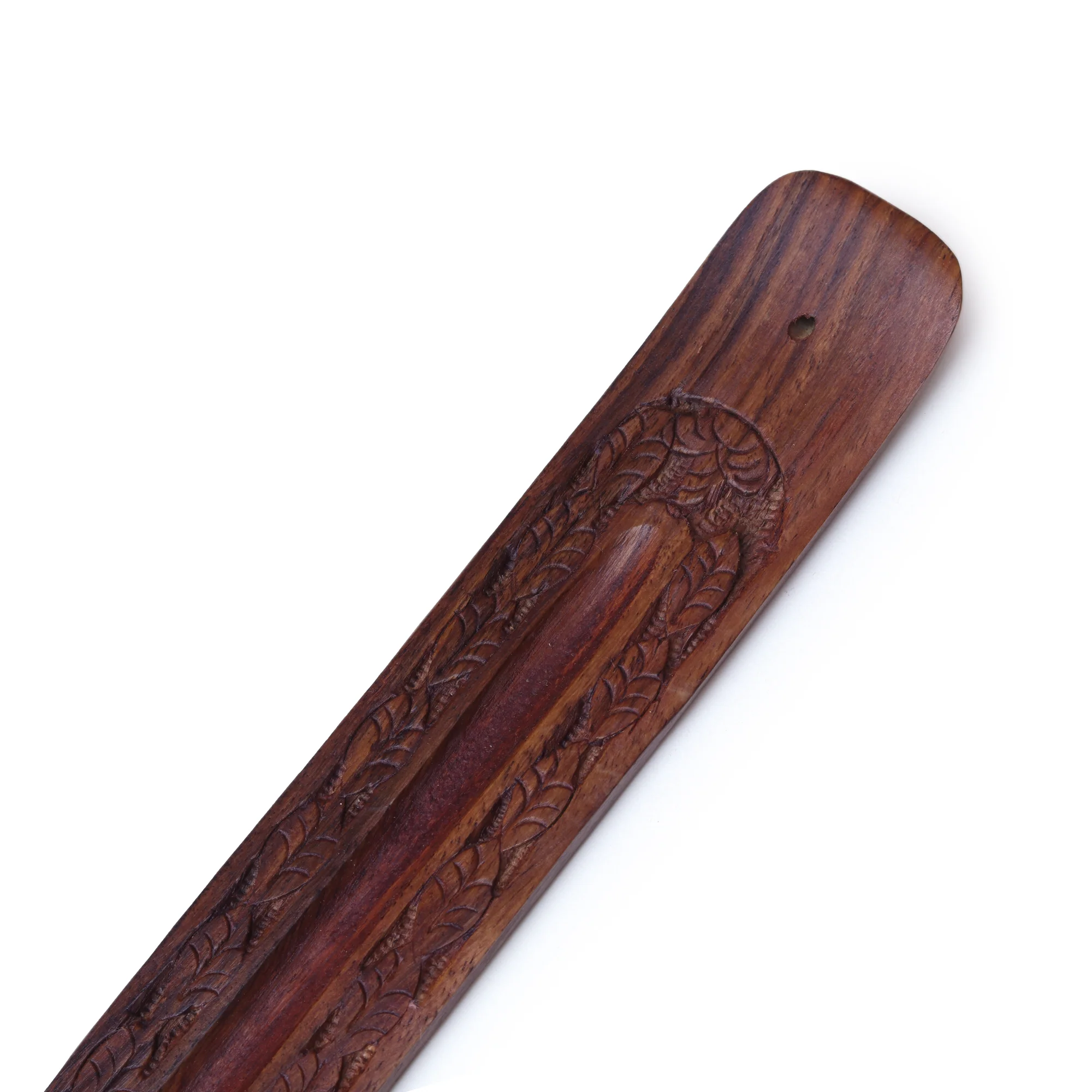 Incense Burner - Wooden Flat Carved Leaves - Image 3
