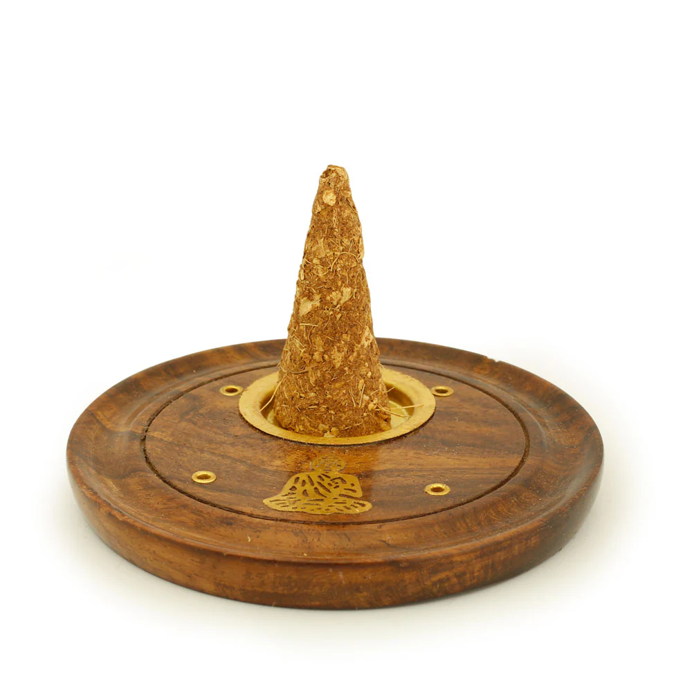 Incense Burner - Wooden Round Plate Buddha - 4 inches - Image 4