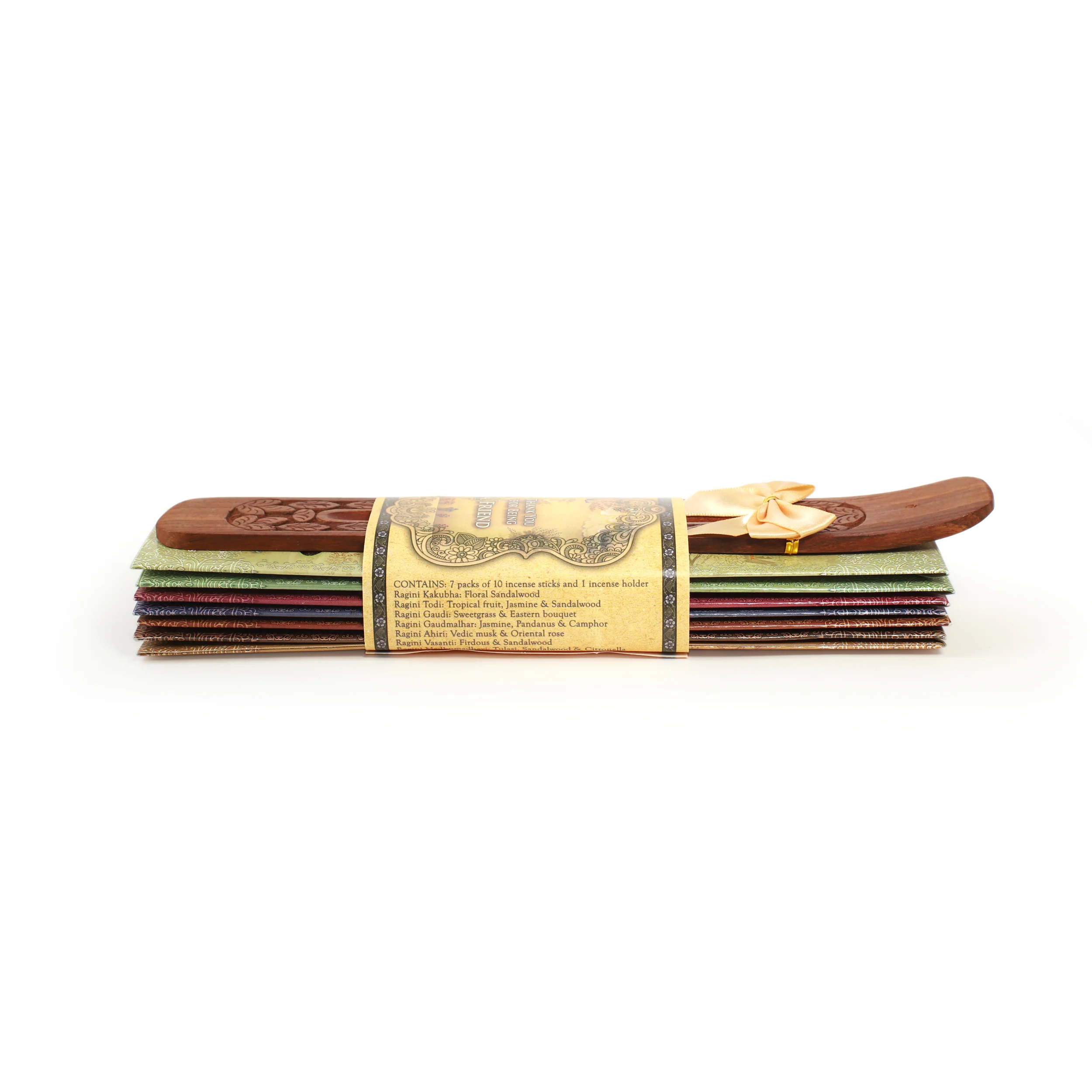 Incense Gift Set - Flat Burner + 7 Harmony Incense Stick & greeting Thank You for Being a Friend - Image 4