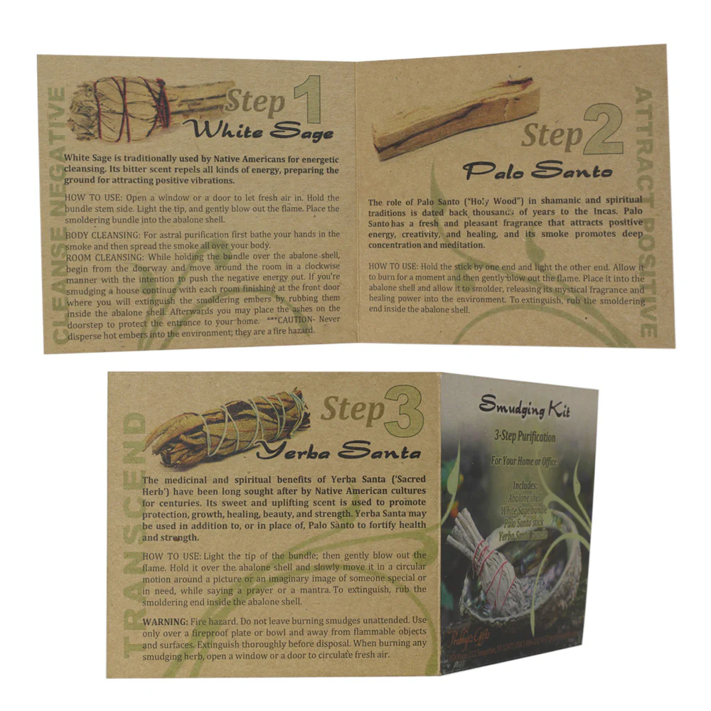 Kit - Smudging Kit Palo Santo - Sage - Yerba Santa - Abalone shell - with Purification Instruction Booklet - Image 5