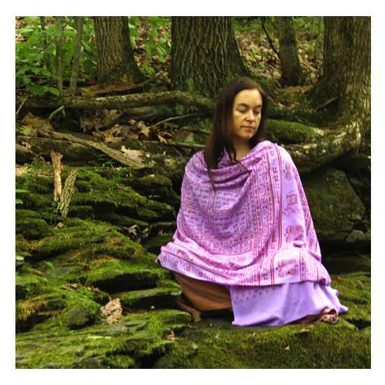 Meditation Yoga Prayer Shawl - Maha Mantra - Purple Large - Image 5