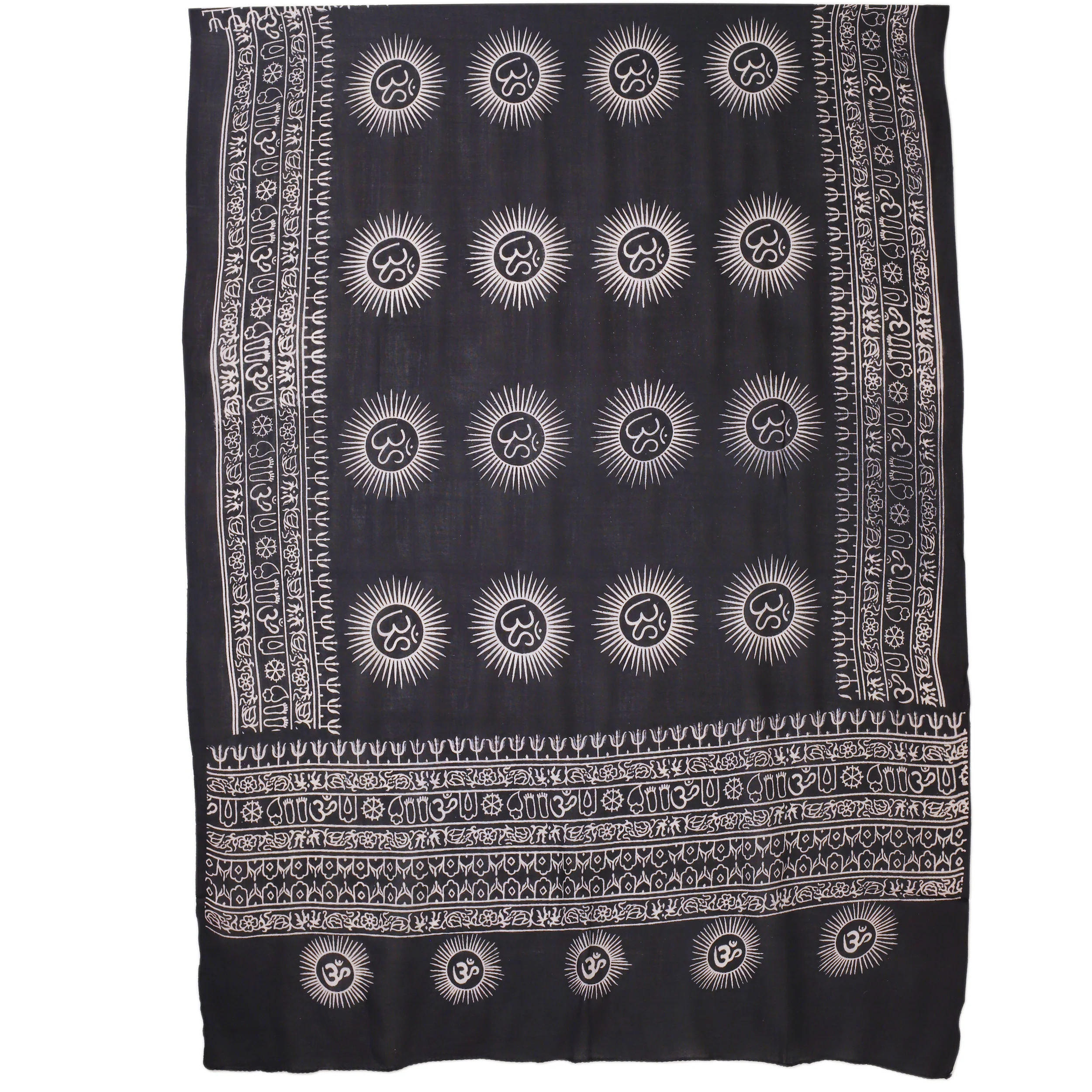 Meditation Yoga Prayer Shawl - Mantra Om - Black Large - Image 3
