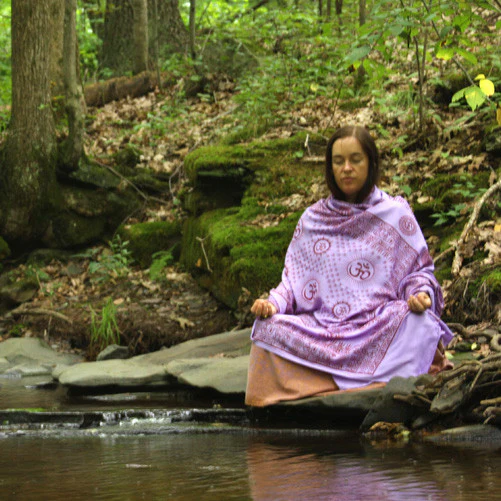 Meditation Yoga Prayer Shawl - Mantra Om - Purple Large - Image 5