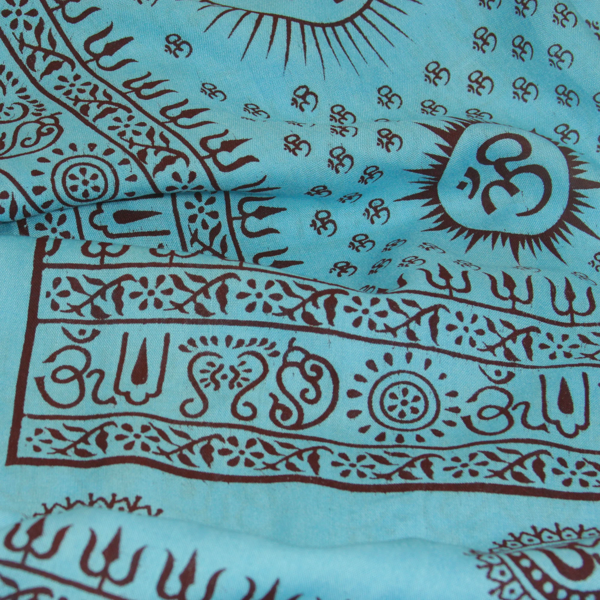 Meditation Yoga Prayer Shawl - Mantra Om - Turquoise Large - Image 3