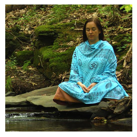 Meditation Yoga Prayer Shawl - Mantra Om - Turquoise Large - Image 5