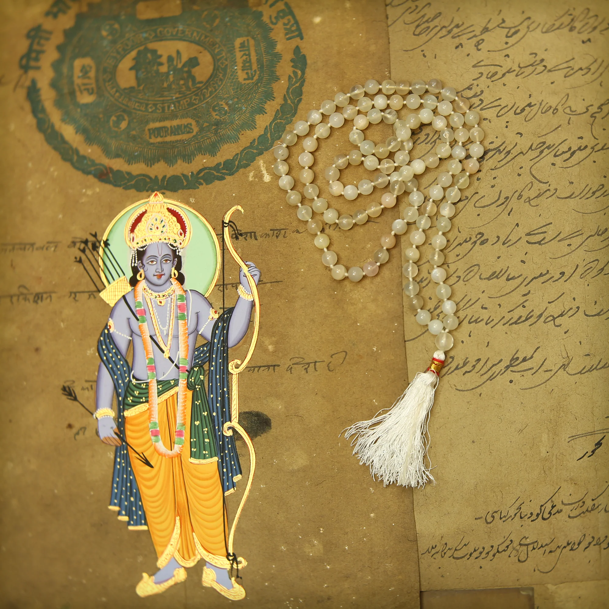 Prayer Mala Beads - Moon Stone - 108 Prayer Beads - Image 4