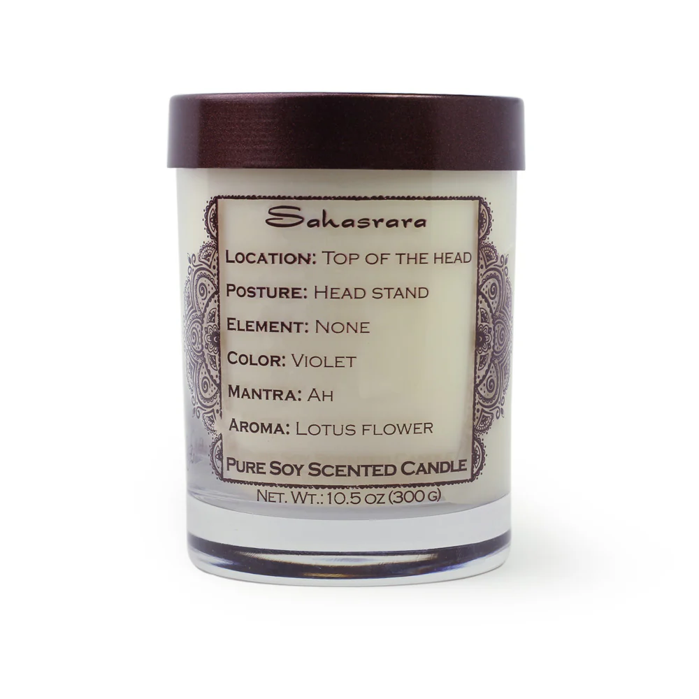 Crown Chakra Sahasrara | Soy Candle for Chakra Meditation Scented with Essential Oils |  Lotus Flower | Enlightenment - 10.5oz - Image 3