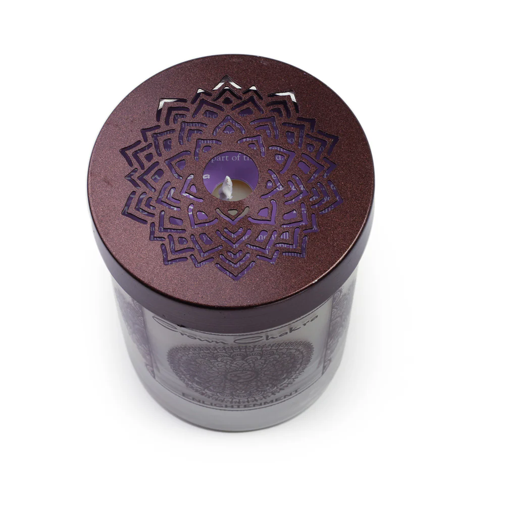 Crown Chakra Sahasrara | Soy Candle for Chakra Meditation Scented with Essential Oils |  Lotus Flower | Enlightenment - 10.5oz - Image 4