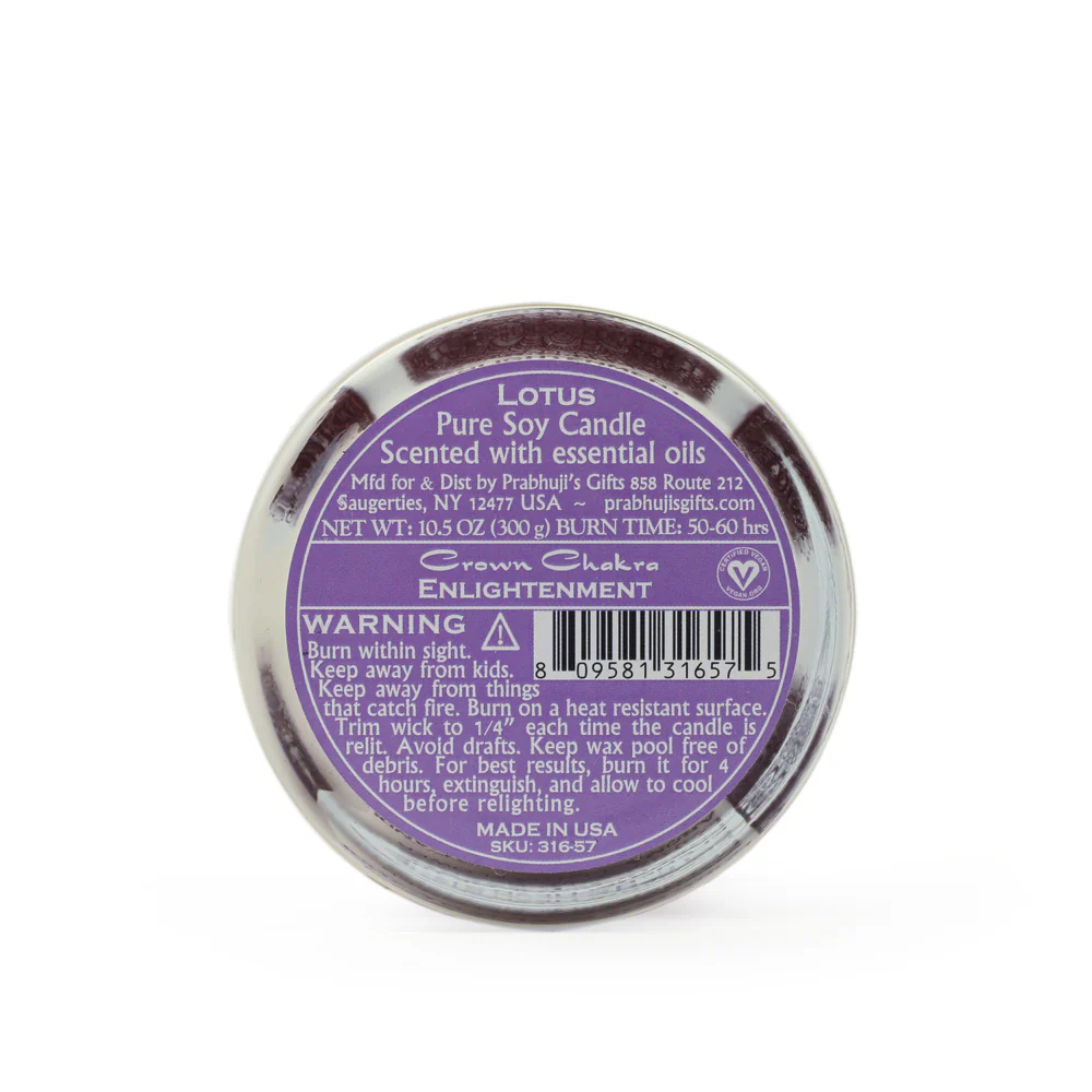 Crown Chakra Sahasrara | Soy Candle for Chakra Meditation Scented with Essential Oils |  Lotus Flower | Enlightenment - 10.5oz - Image 6