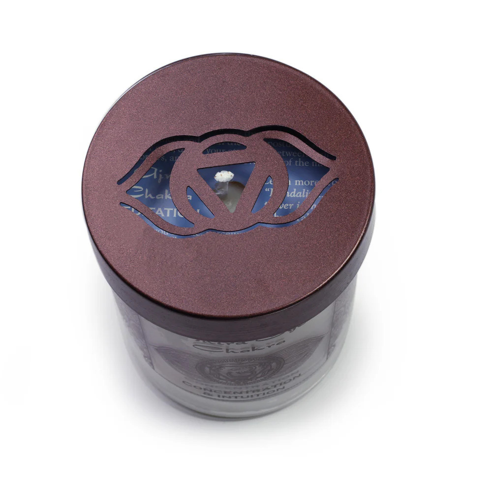 Third Eye Chakra Ajna | Candle for Chakra Meditation Scented with Essential Oils | Indian Jasmine | Concentration and Intuition - 10.5oz - Image 4