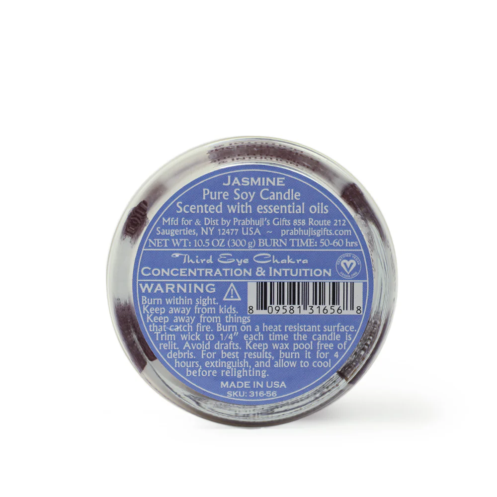 Third Eye Chakra Ajna | Candle for Chakra Meditation Scented with Essential Oils | Indian Jasmine | Concentration and Intuition - 10.5oz - Image 6