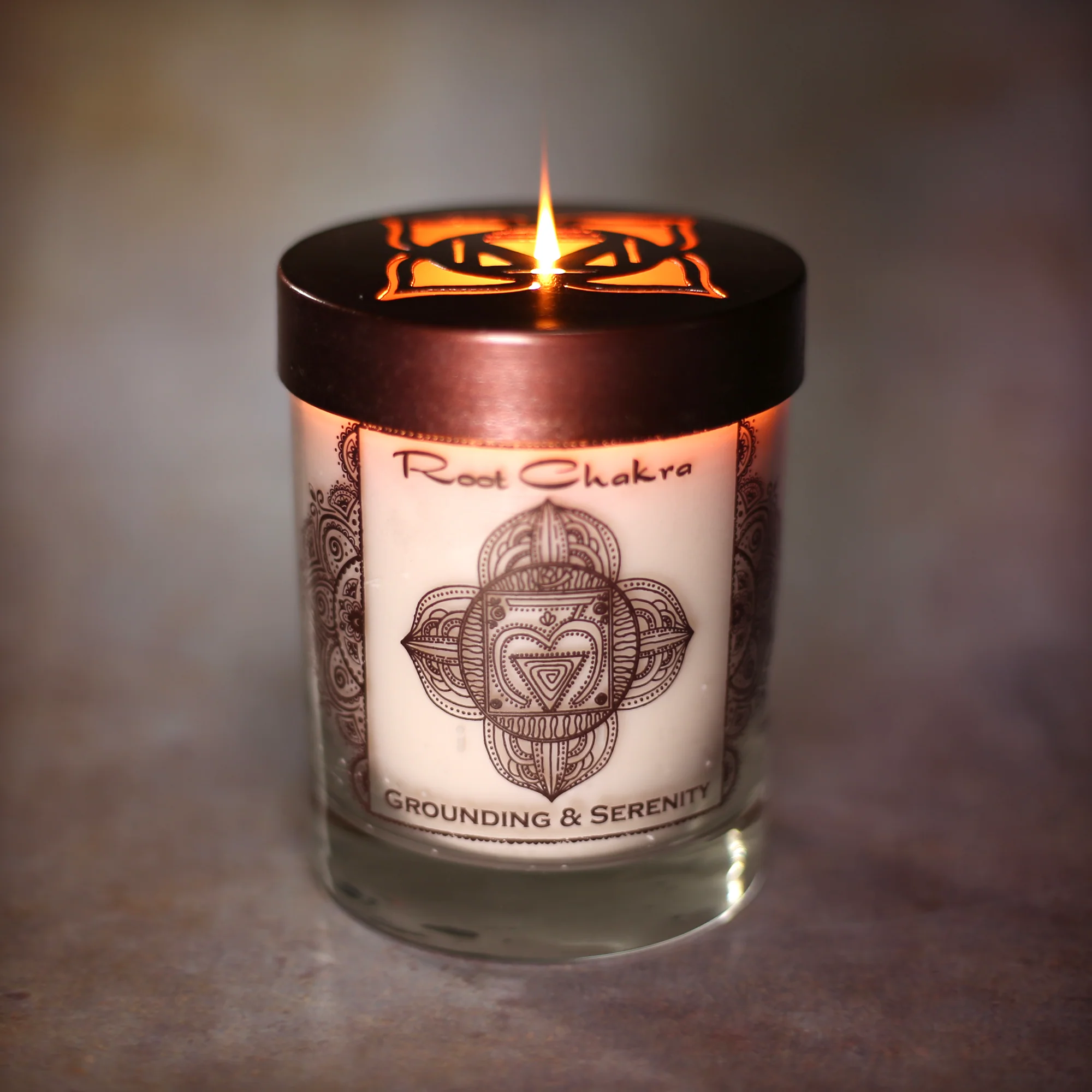 Root Chakra Muladhara | Soy Candle for Chakra Meditation with Essential Oils | Sandalwood | Grounding and Serenity - 10.5oz - Image 3