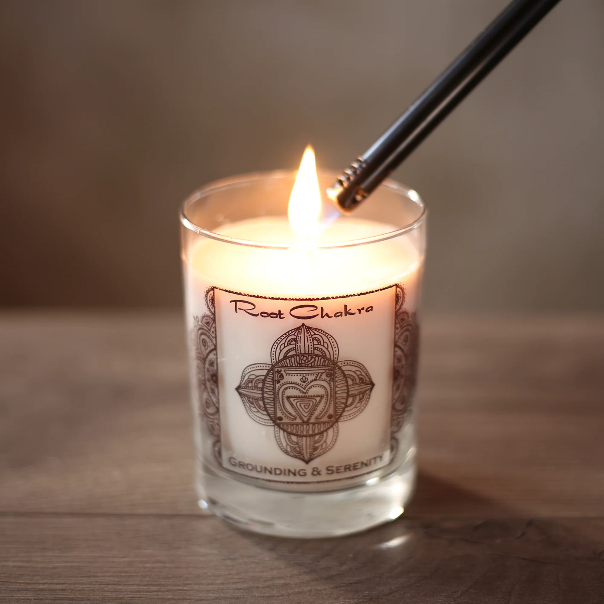 Root Chakra Muladhara | Soy Candle for Chakra Meditation with Essential Oils | Sandalwood | Grounding and Serenity - 10.5oz - Image 4