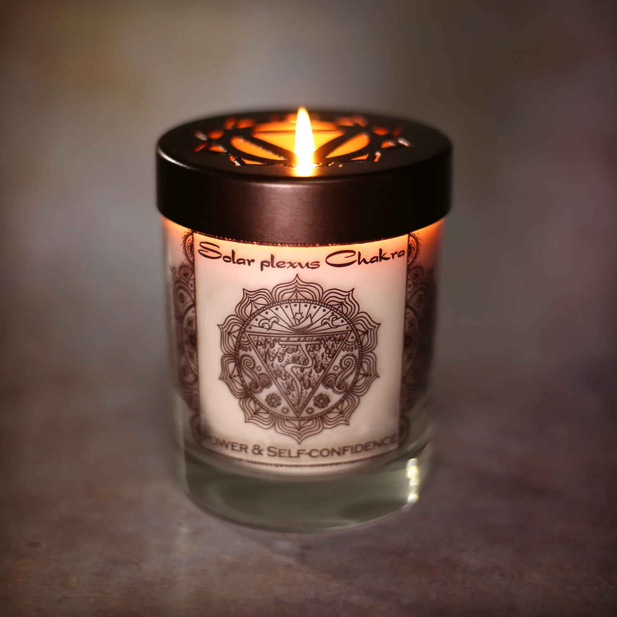 Solar Plexus Chakra Manipura | Soy Candle for Chakra Meditation Scented with Essential Oils | Lavender Blossom | Power and Self-confidence - 10.5oz - Image 6