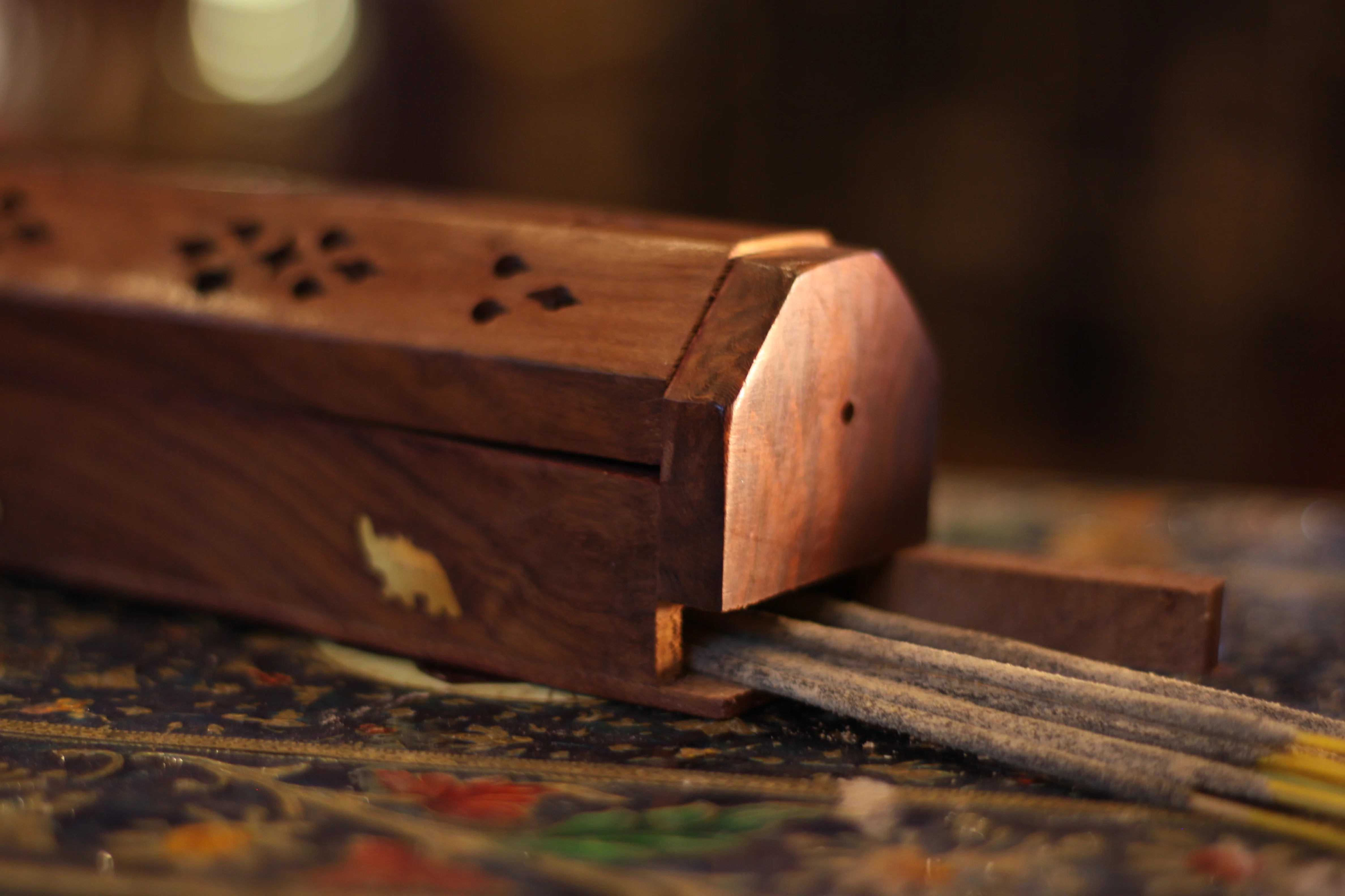 Incense Burner - Wooden Box with Storage - Elephant - Image 6