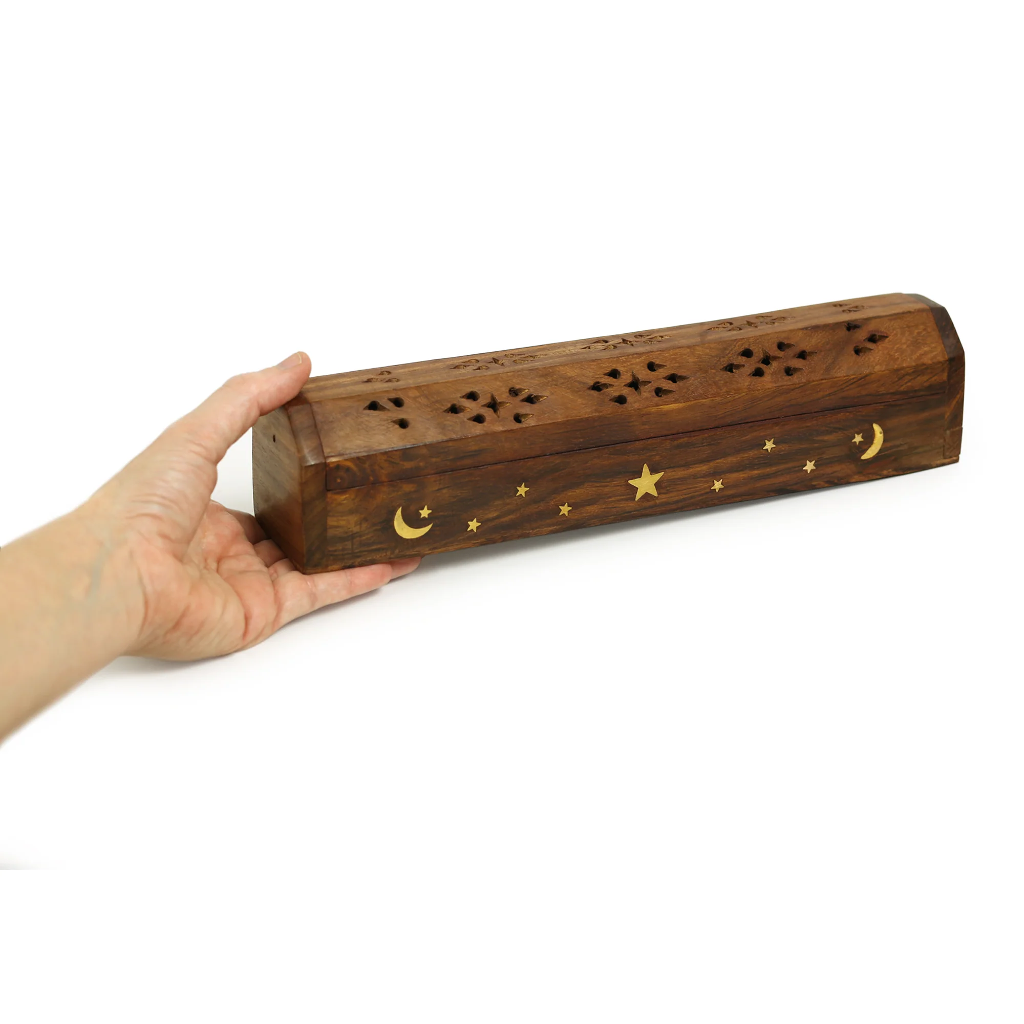 Incense Burner - Wooden Box with Storage - Moon and Star - Image 7