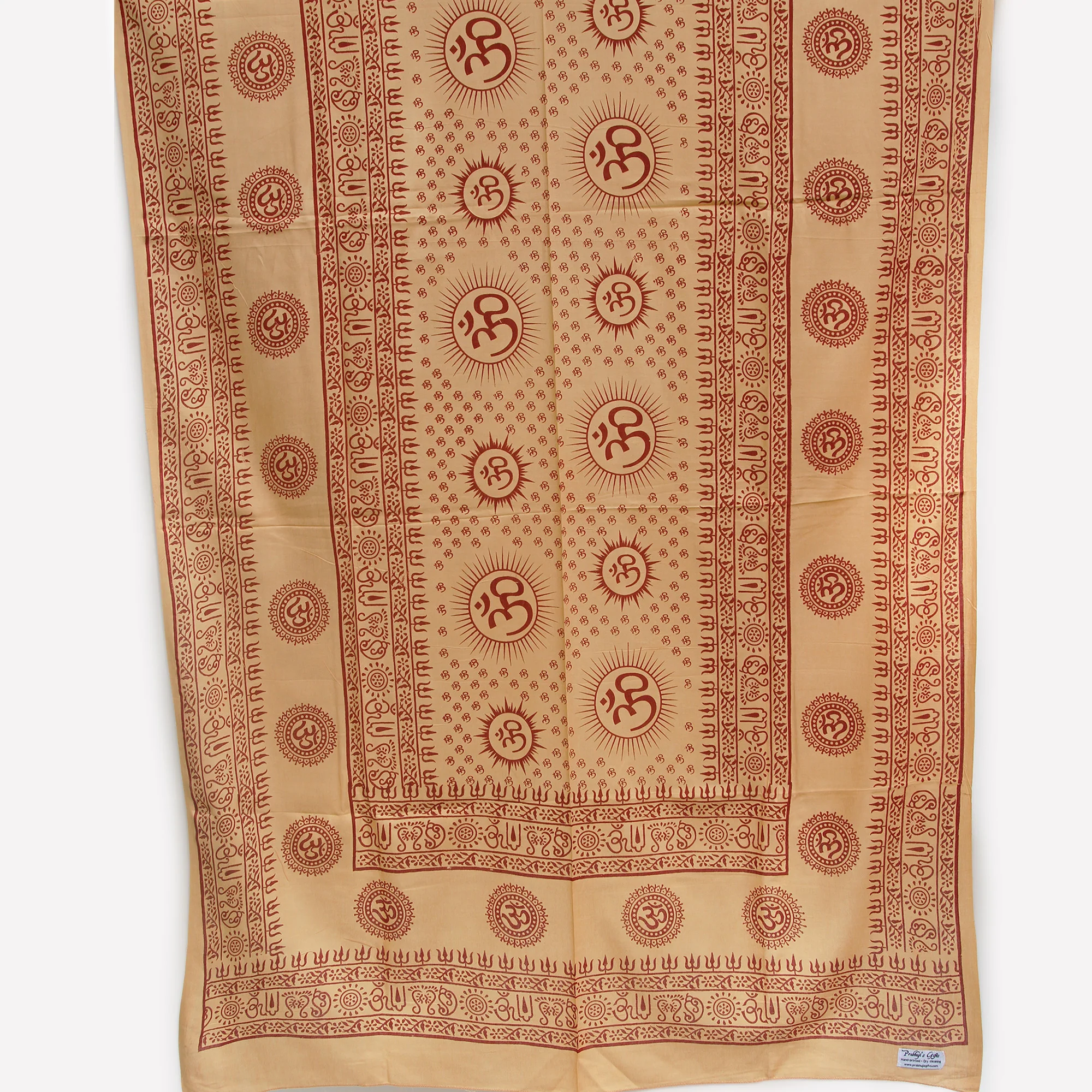 Meditation Yoga Prayer Shawl - Mantra Om - Peach Large - Image 3